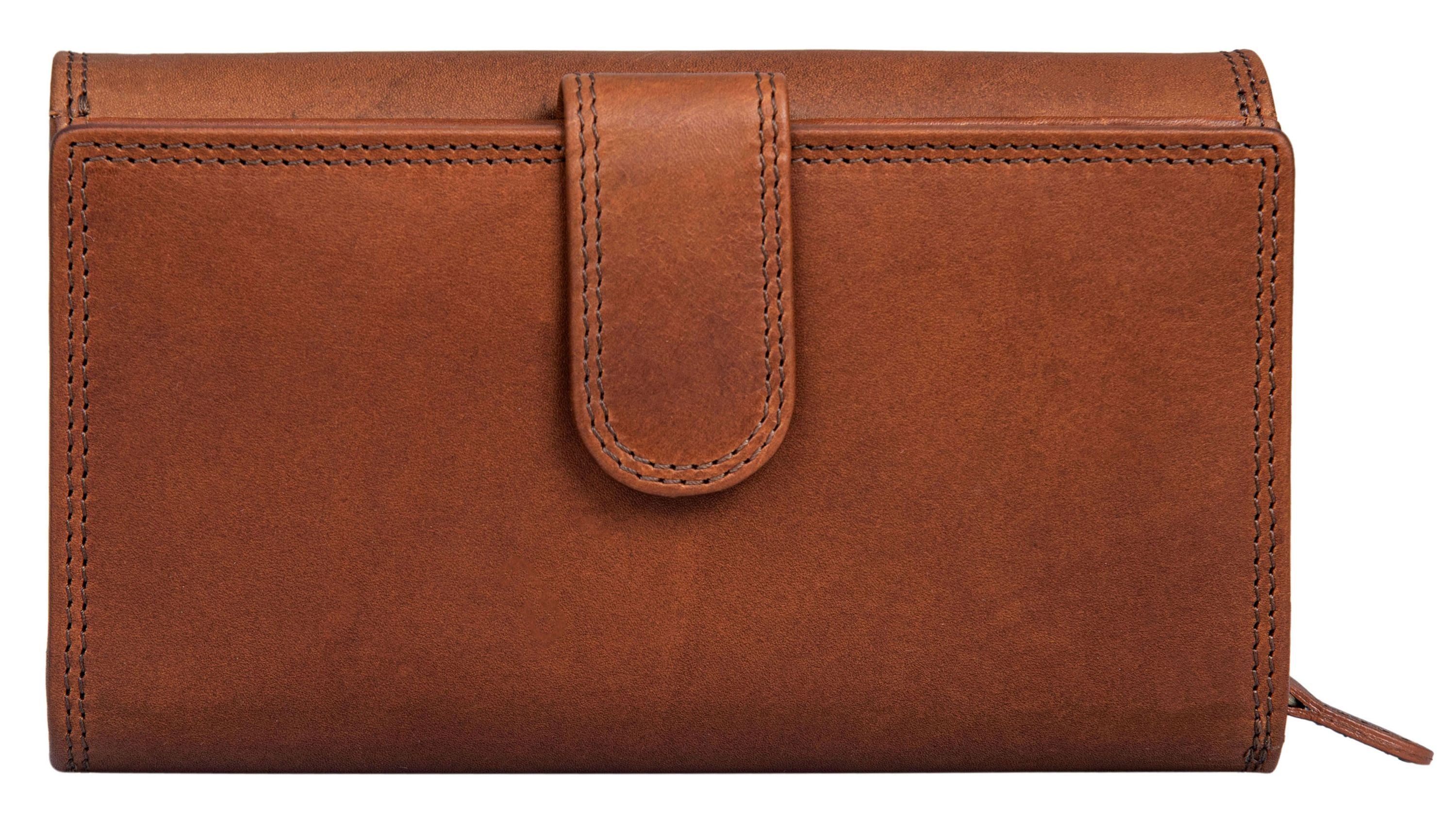 Benthill Damen Portemonnaie XXL mit RFID-Schutz | Echt-Leder Damen Geldbörse Gross | Große Vintage Damenbörse mit vielen Fächern XXL