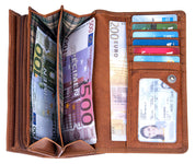 Benthill Damen Portemonnaie XXL mit RFID-Schutz | Echt-Leder Damen Geldbörse Gross | Große Vintage Damenbörse mit vielen Fächern XXL