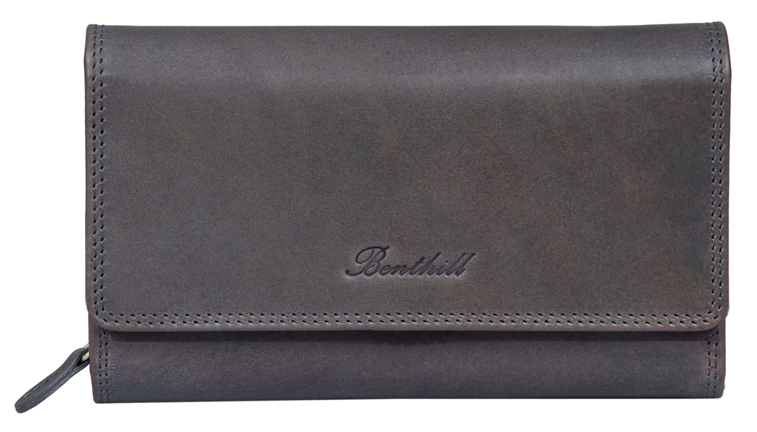 Benthill Damen Portemonnaie XXL mit RFID-Schutz | Echt-Leder Damen Geldbörse Gross | Große Vintage Damenbörse mit vielen Fächern XXL
