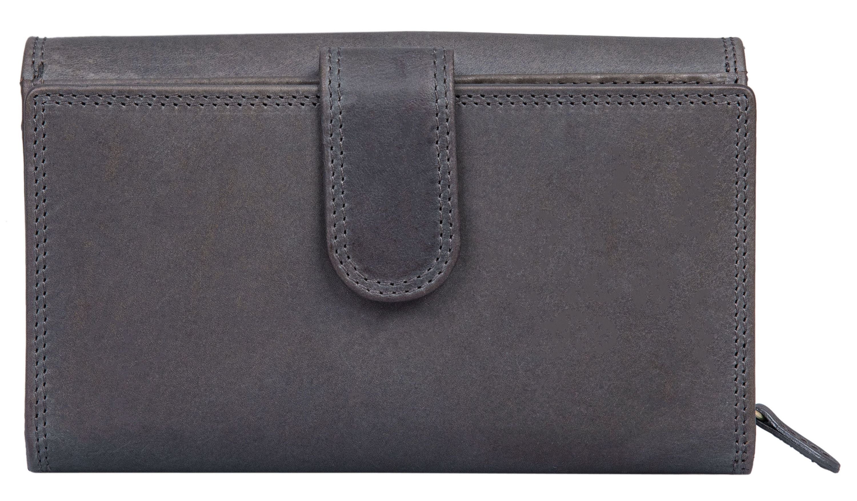 Benthill Damen Portemonnaie XXL mit RFID-Schutz | Echt-Leder Damen Geldbörse Gross | Große Vintage Damenbörse mit vielen Fächern XXL