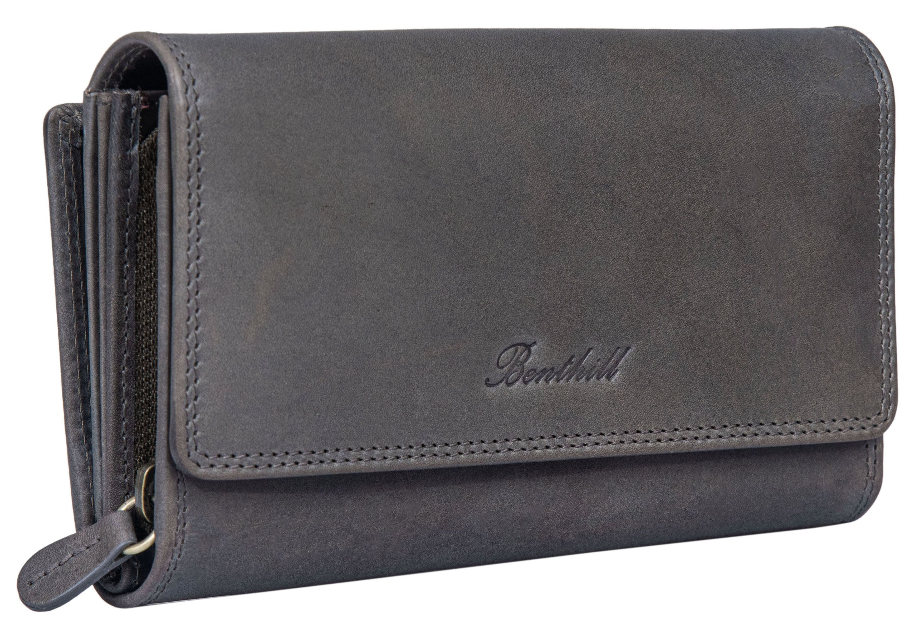 Benthill Damen Portemonnaie XXL mit RFID-Schutz | Echt-Leder Damen Geldbörse Gross | Große Vintage Damenbörse mit vielen Fächern XXL