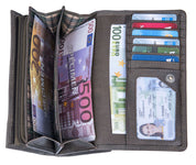 Benthill Damen Portemonnaie XXL mit RFID-Schutz | Echt-Leder Damen Geldbörse Gross | Große Vintage Damenbörse mit vielen Fächern XXL