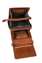 Benthill Damen Handy Umhängetasche Leder - RFID Portemonnaie aus echtem Rindsleder - Frauen Vintage Leder Geldbörse - Handtasche - Schultertasche