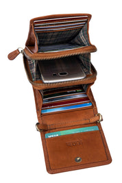 Benthill Damen Handy Umhängetasche Leder - RFID Portemonnaie aus echtem Rindsleder - Frauen Vintage Leder Geldbörse - Handtasche - Schultertasche