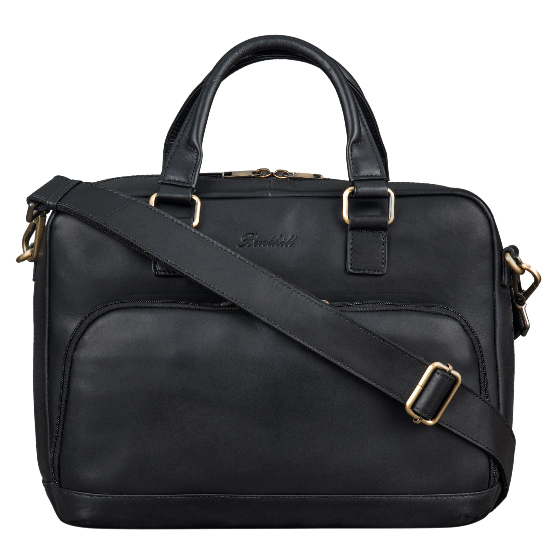Benthill Aktentasche Leder Laptoptasche - Ledertasche für Herren und Damen Gross - Umhängetasche aus echtem Leder - Große Schultertasche für Laptop