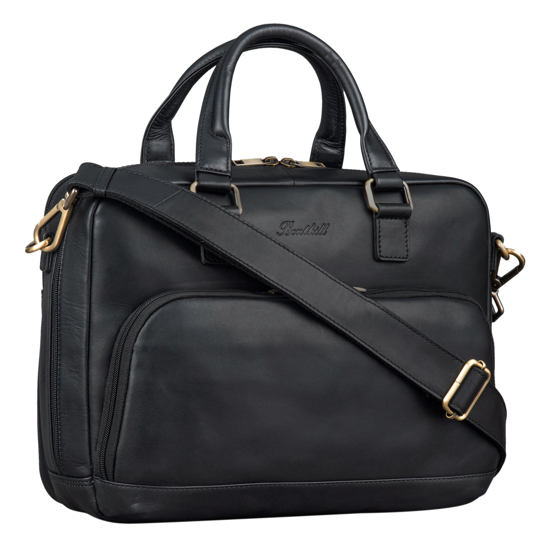 Benthill Aktentasche Leder Laptoptasche - Ledertasche für Herren und Damen Gross - Umhängetasche aus echtem Leder - Große Schultertasche für Laptop