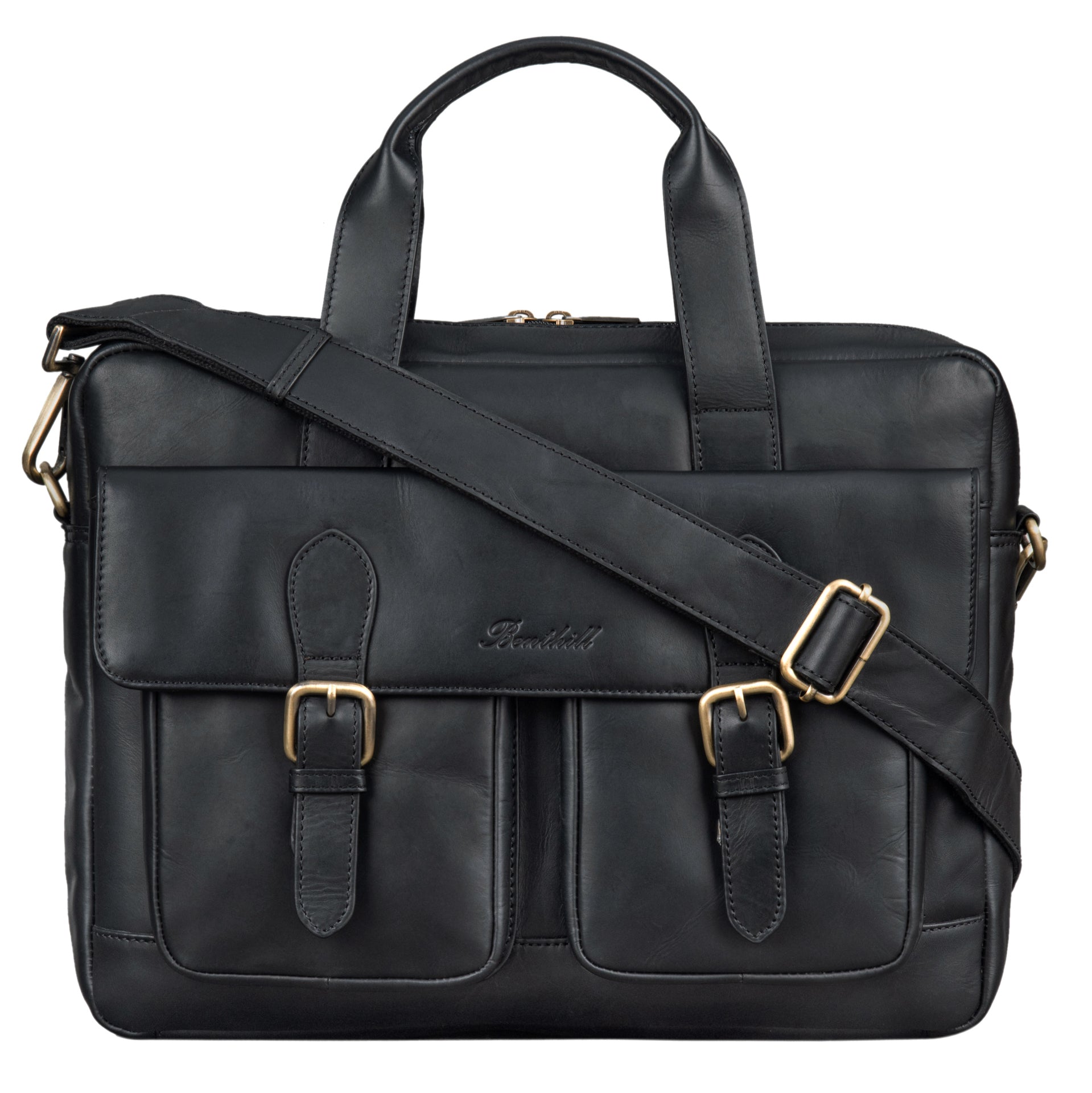 Benthill Aktentasche Leder Laptoptasche - Ledertasche für Herren und Damen Gross - Briefcase - Umhängetasche aus echtem Leder - Große Schultertasche für Laptop