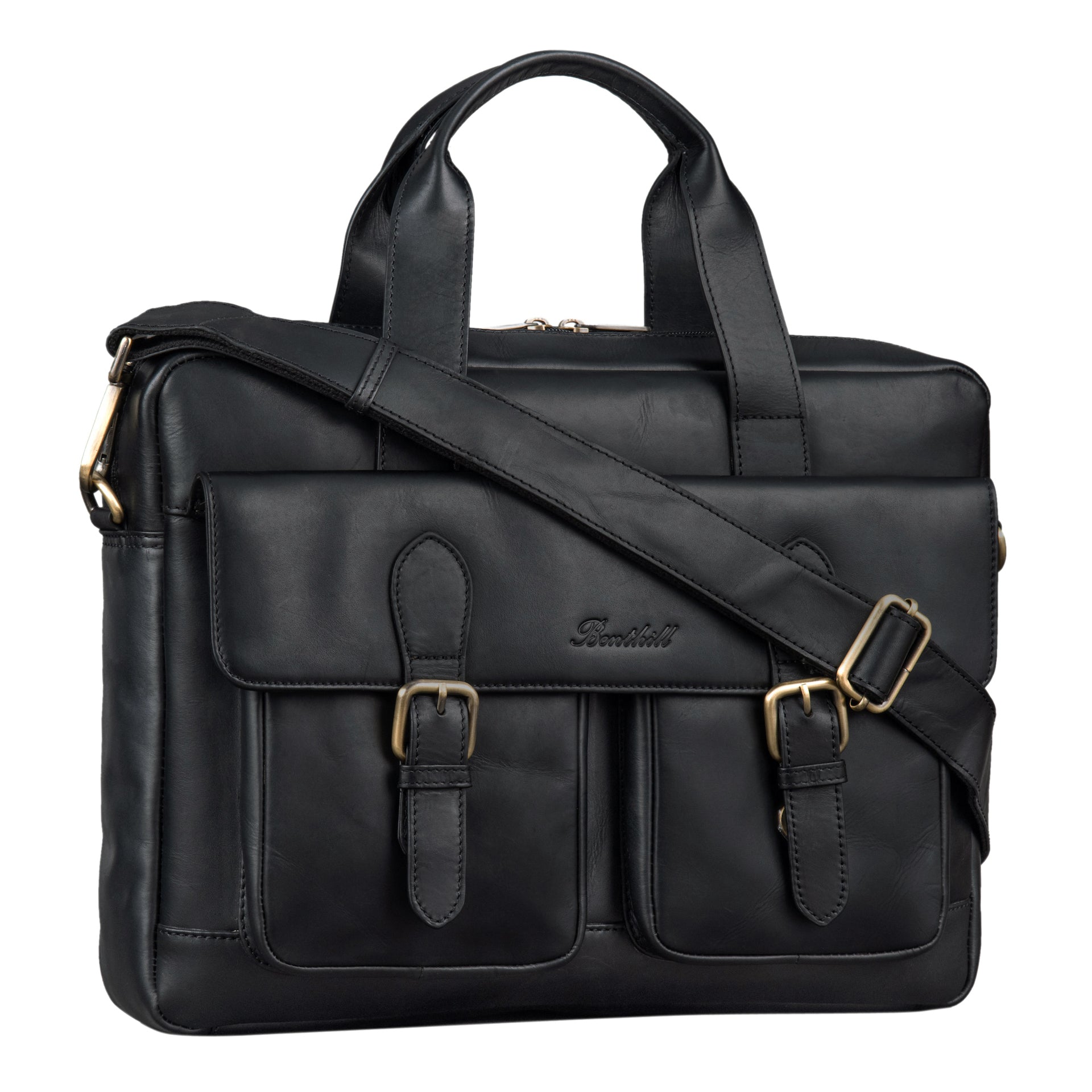 Benthill Aktentasche Leder Laptoptasche - Ledertasche für Herren und Damen Gross - Briefcase - Umhängetasche aus echtem Leder - Große Schultertasche für Laptop