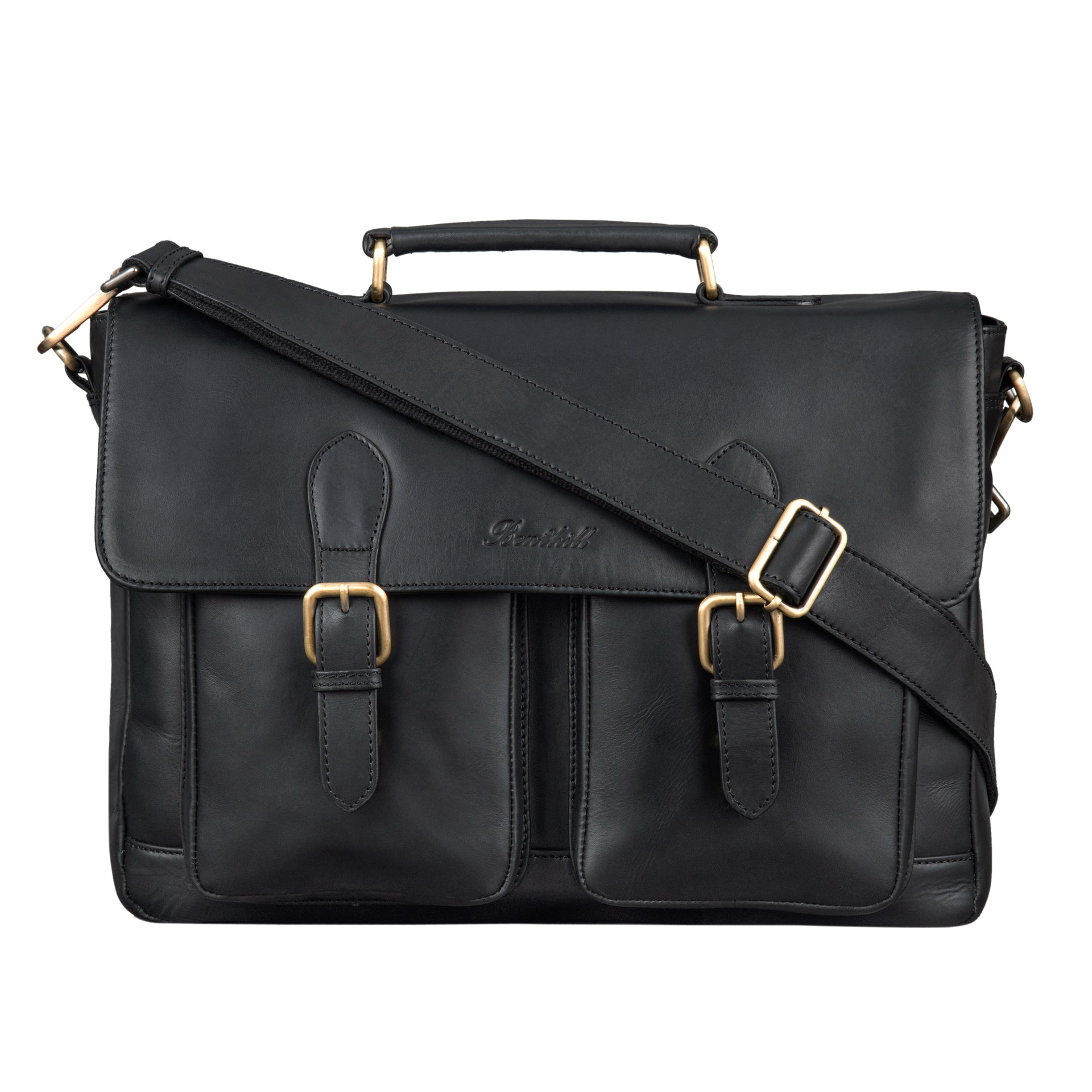 Benthill Aktentasche Leder Laptoptasche - Ledertasche für Damen und Herren Gross - Briefcase - Umhängetasche aus echtem Leder - Große Schultertasche für Laptop