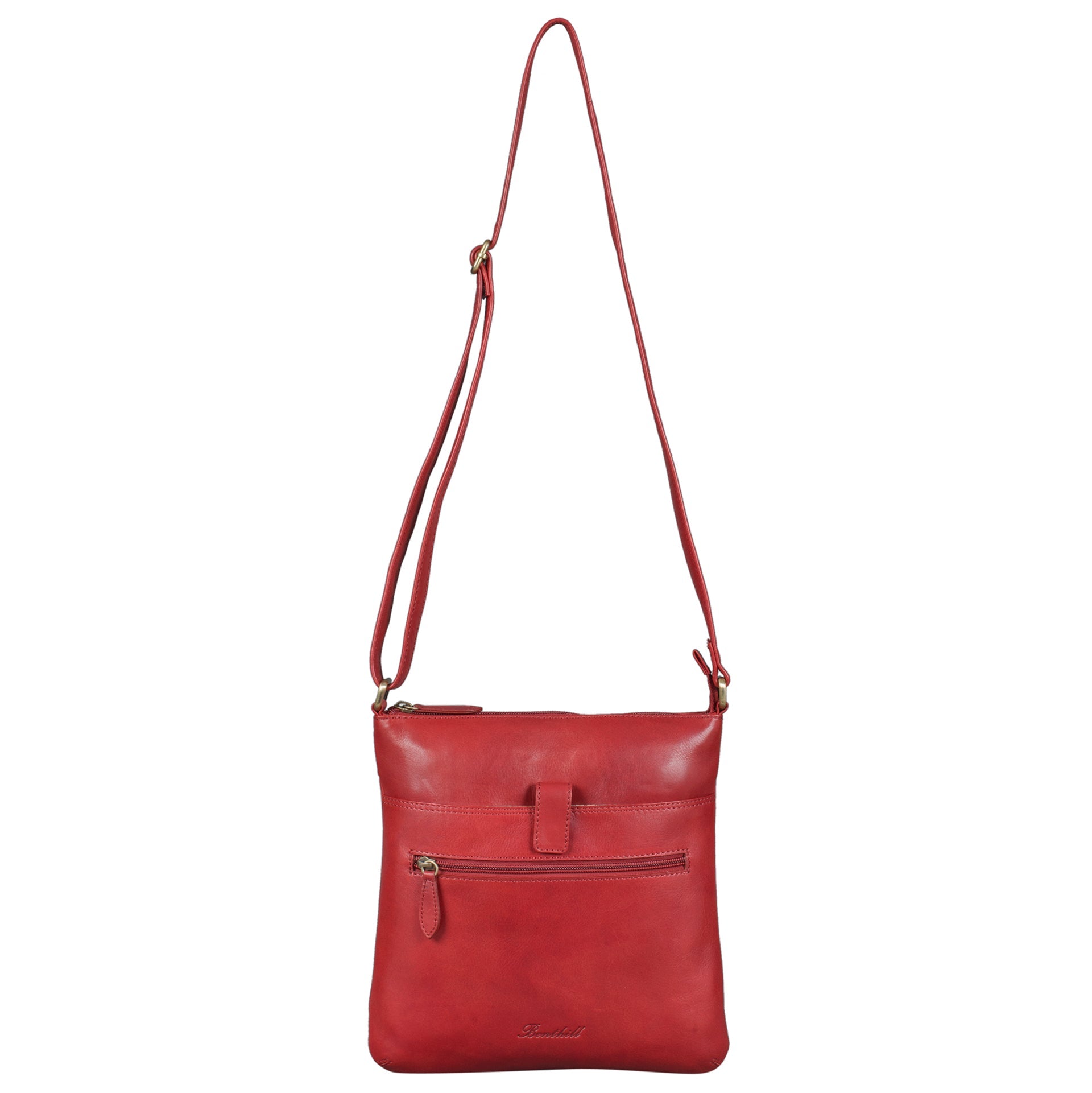 Benthill Umhängetasche Damen Leder - Shopper aus Rindsleder - Handtasche mit Reißverschluss - Schultertasche / Bag Beutel - Ledertasche