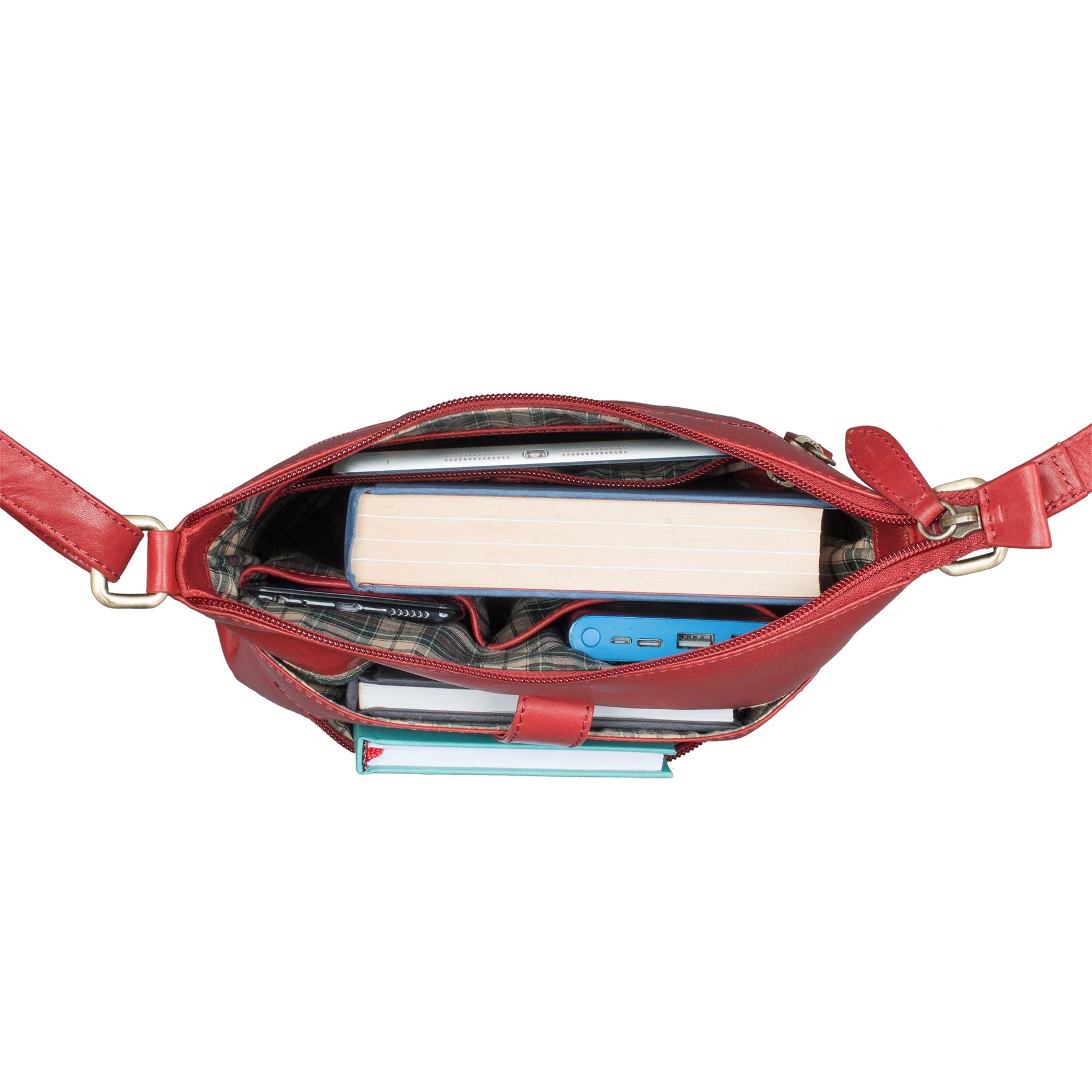 Benthill Umhängetasche Damen Leder - Shopper aus Rindsleder - Handtasche mit Reißverschluss - Schultertasche / Bag Beutel - Ledertasche