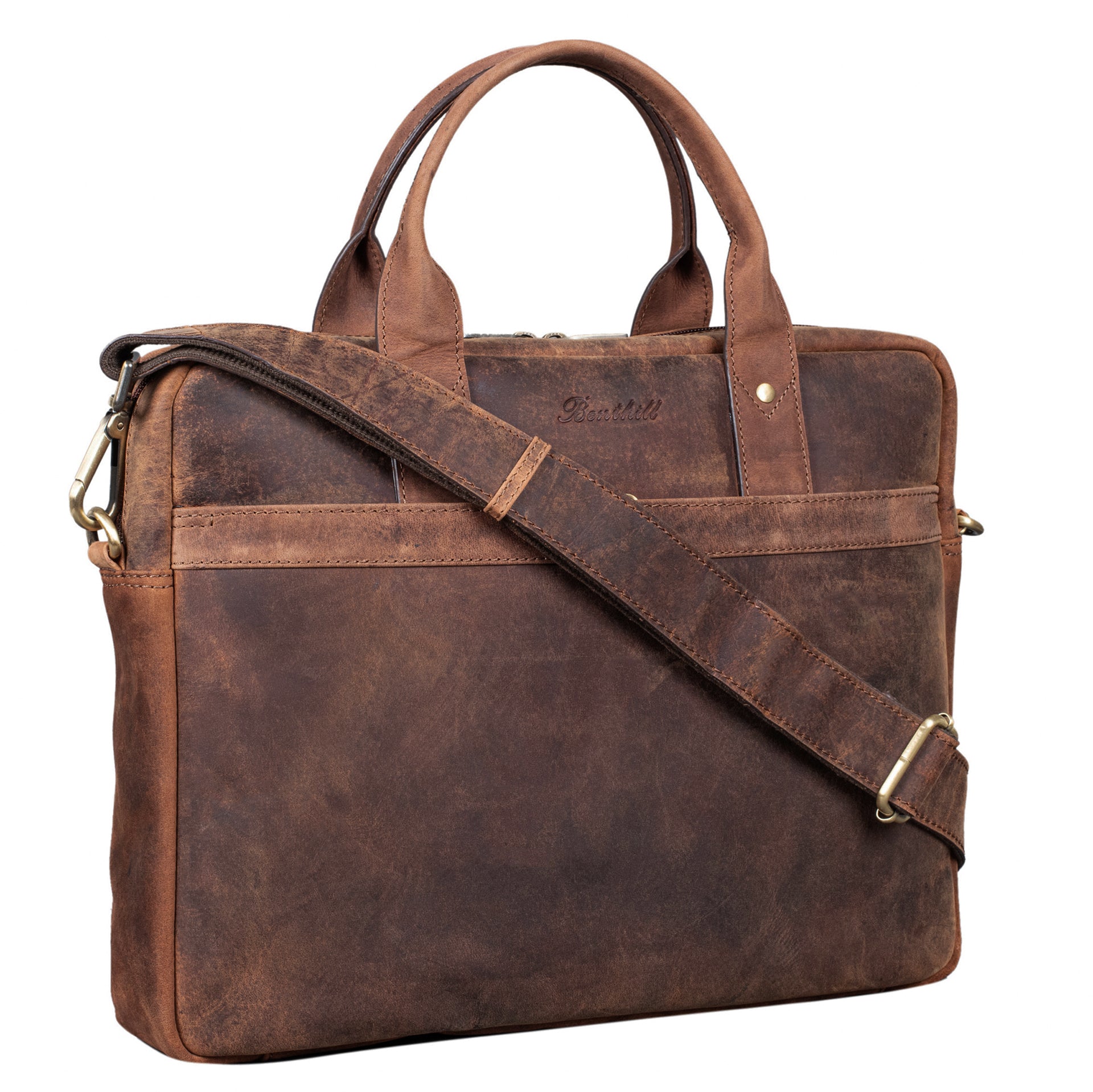 Benthill Laptoptasche Echt-Leder I Leder Umhängetasche für Laptop I Aktentasche I Damen & Herren Tasche I Notebooktasche