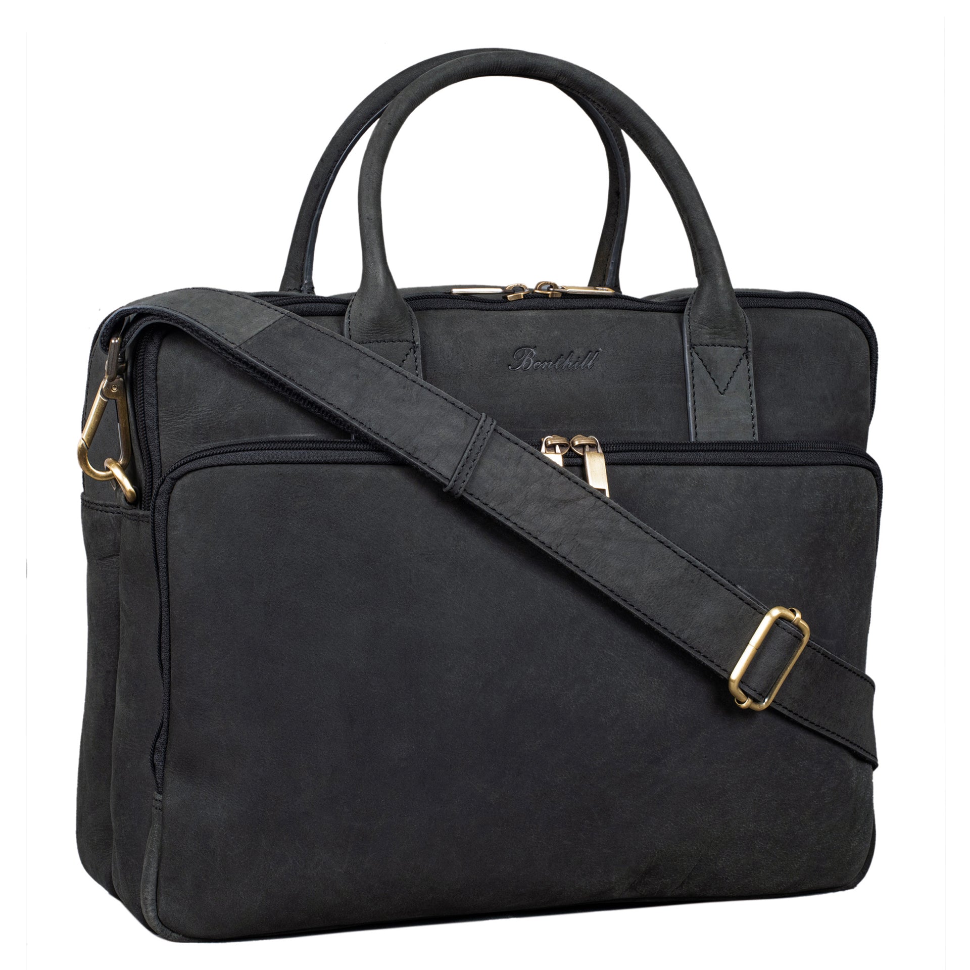 Benthill Laptoptasche Echt-Leder I Leder Umhängetasche für Laptop I Aktentasche I Damen & Herren Tasche I Notebooktasche