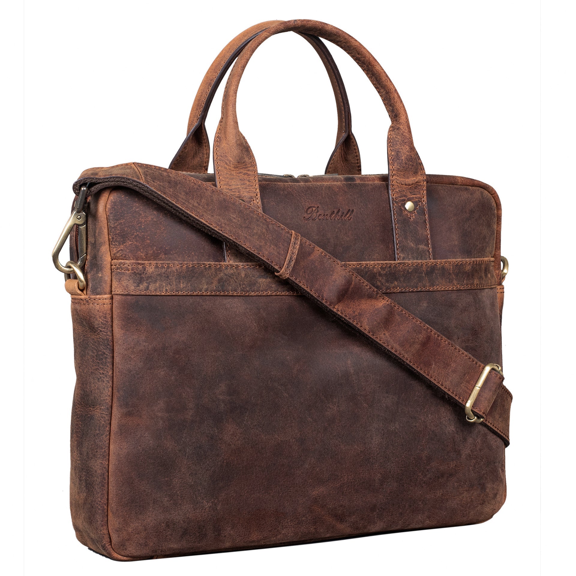 Benthill Laptoptasche Echt-Leder I Leder Umhängetasche für Laptop I Aktentasche I Damen & Herren Tasche I Notebooktasche