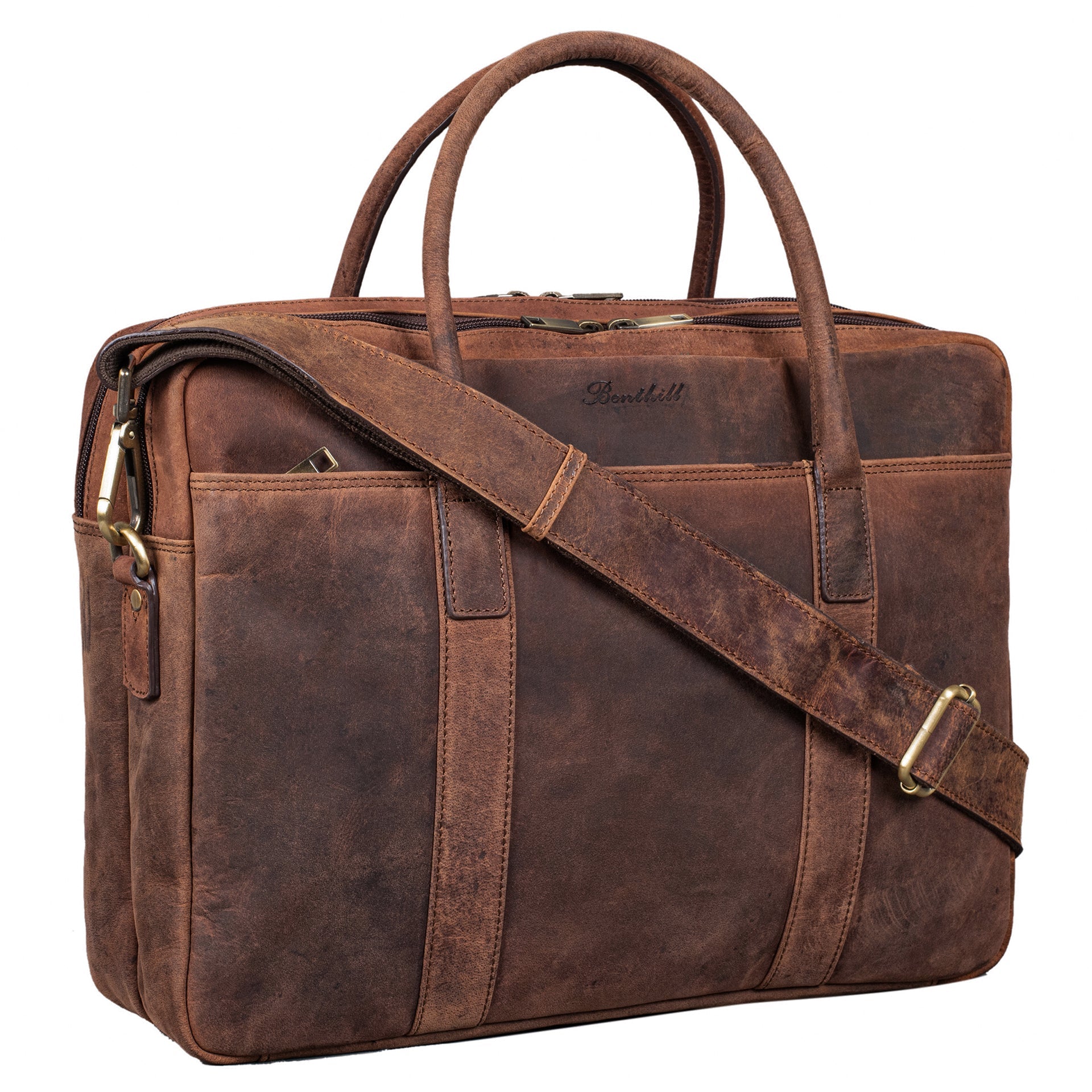Benthill Aktentasche Laptoptasche Echt Leder I Leder Frauen & Männer Umhängetasche für Laptop I Tasche I Notebooktasche