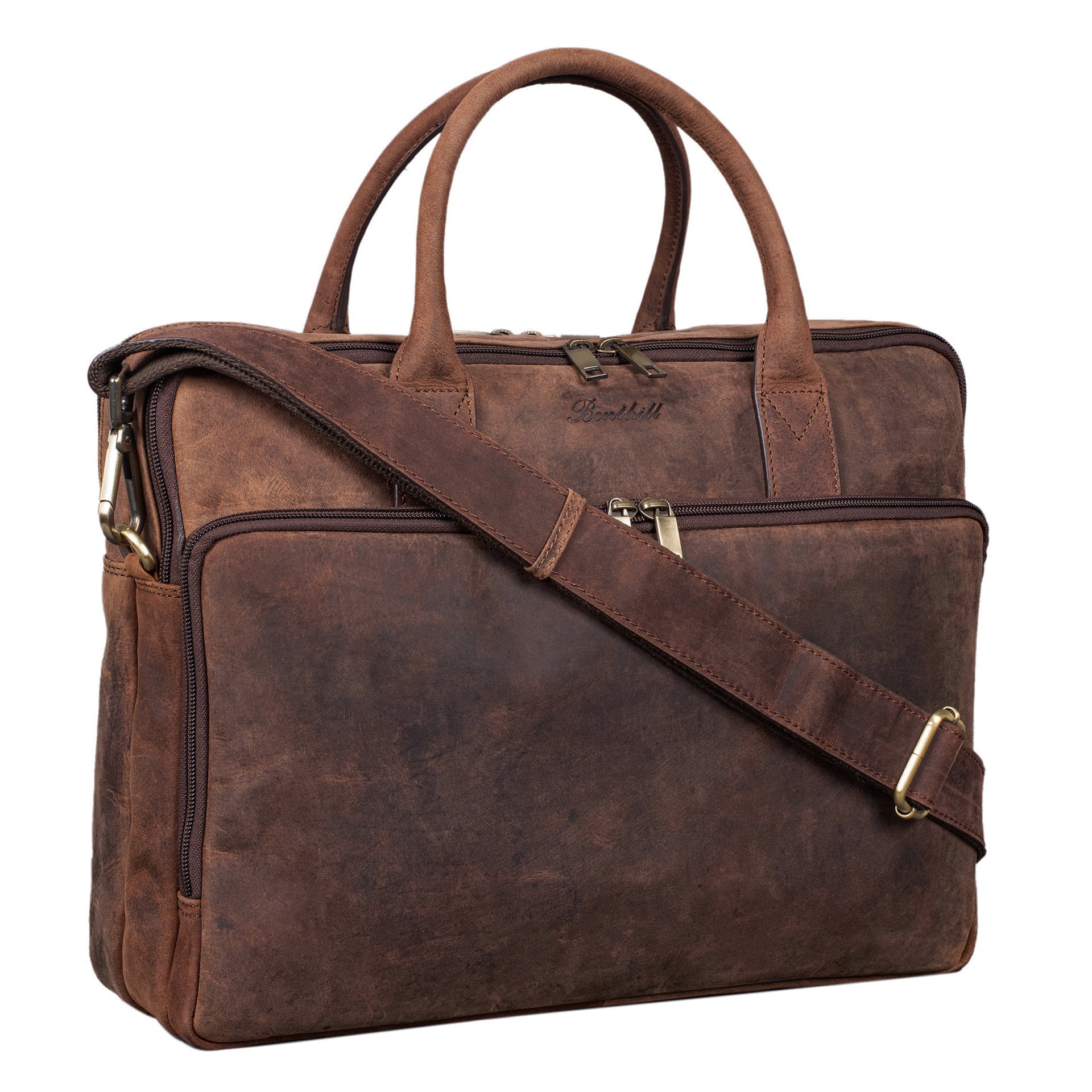 Benthill Laptoptasche Echt-Leder I Leder Umhängetasche für Laptop I Aktentasche I Damen & Herren Tasche I Notebooktasche