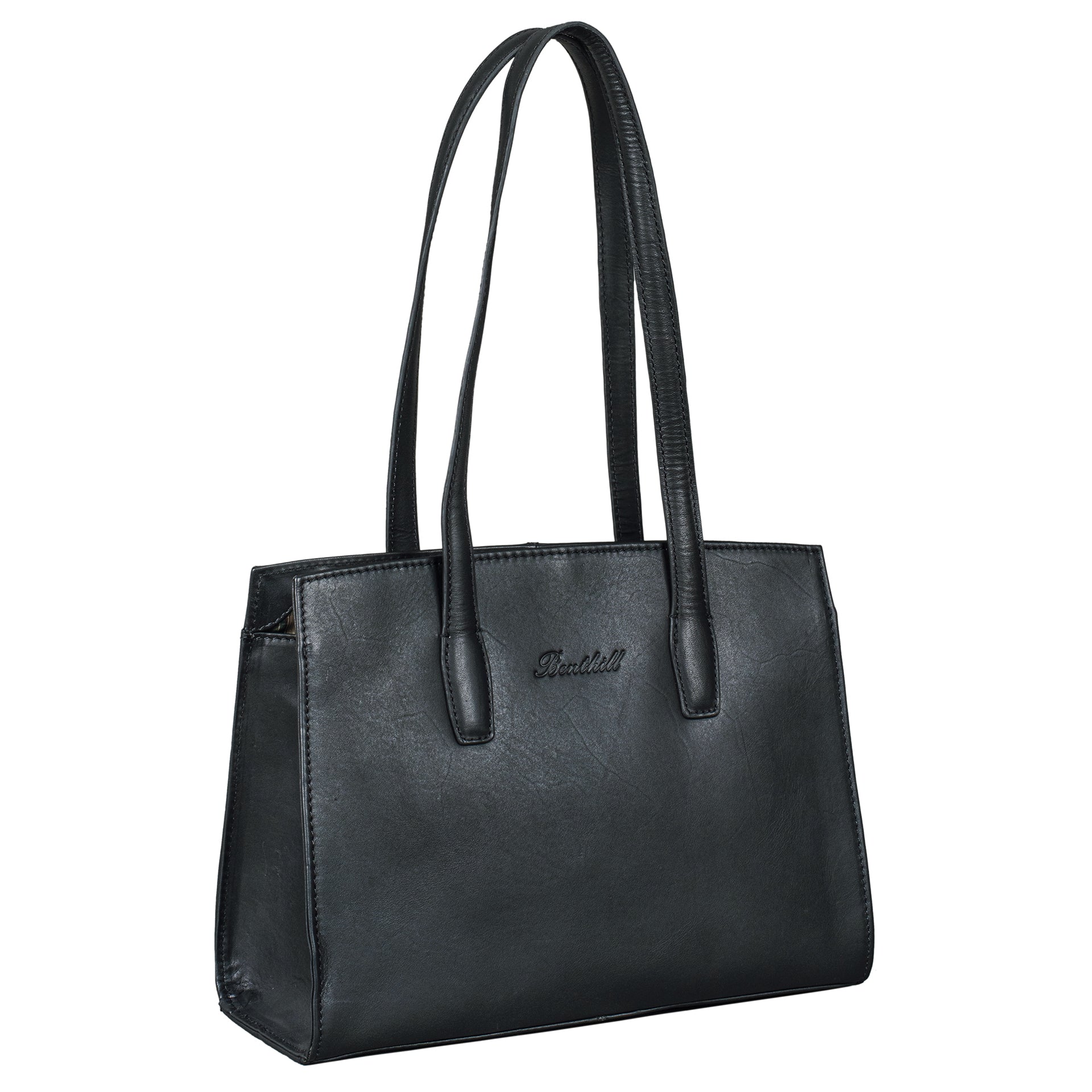 Benthill Handtasche Damen Echt Leder | Henkeltasche aus hochwertigem Rindsleder | Kleine Vintage Hobo Bag Beutel