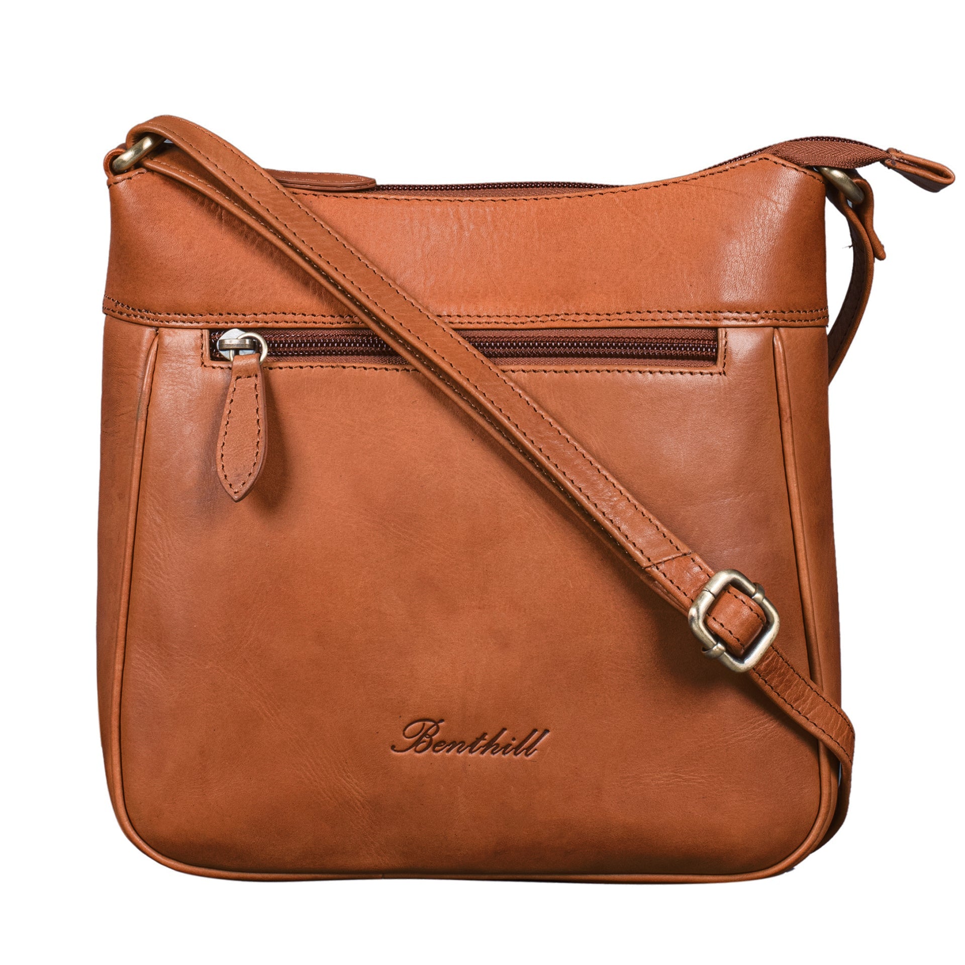 Benthill Umhängetasche Damen Echt Leder - Frauen Schultertasche Leder - Schmale Vintage Damen Handtasche