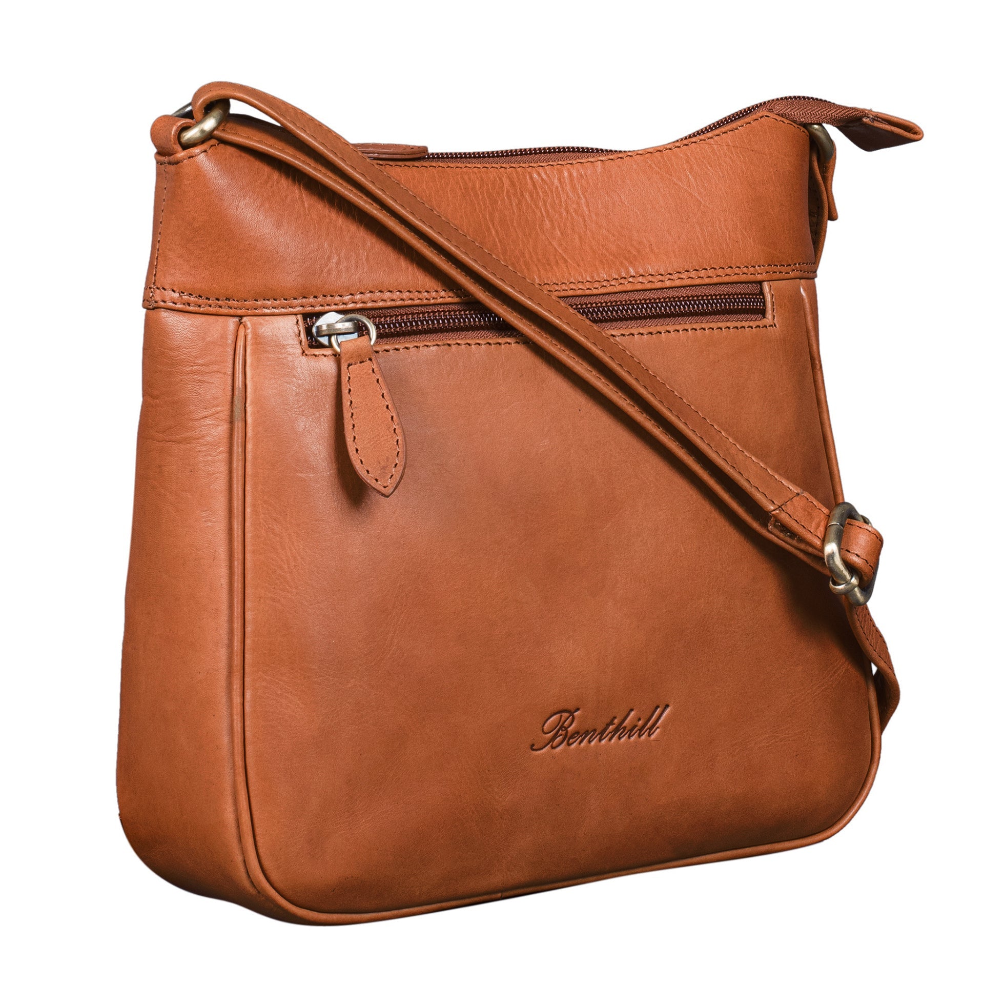 Benthill Umhängetasche Damen Echt Leder - Frauen Schultertasche Leder - Schmale Vintage Damen Handtasche