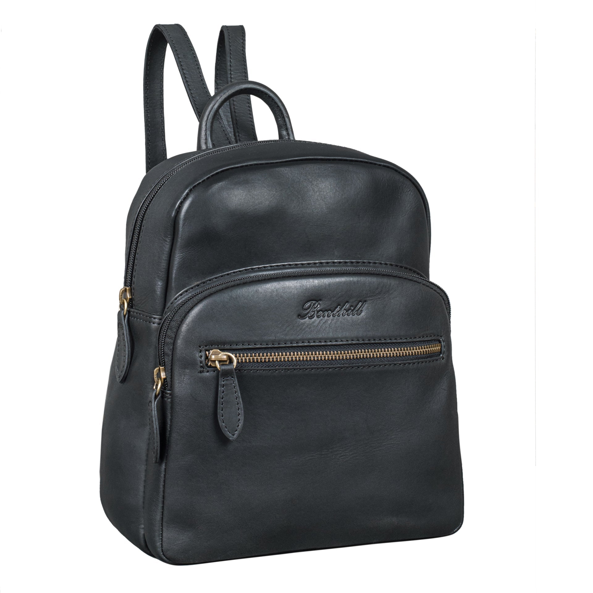 Benthill Leder-Rucksack Echt Leder - Kurierrucksack Fahrradrucksack Trekkingrucksack - Damen Herren Rucksack - Lederrucksack