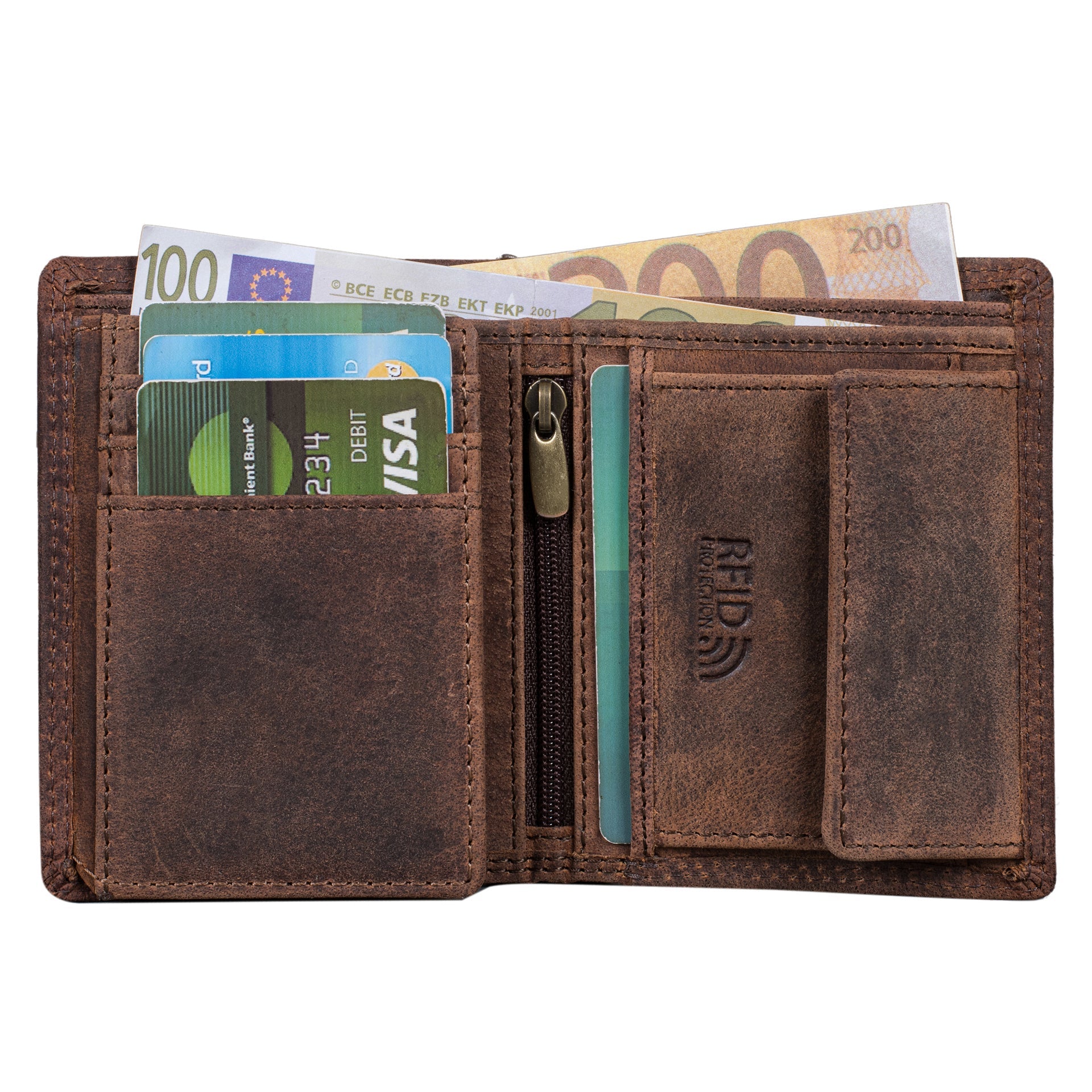 Benthill Kleine Herren Geldbörse Echt Leder - Männer Geldbeutel Mini mit RFID-Schutz - Slim Portemonnaie für Männer - Echtem Leder
