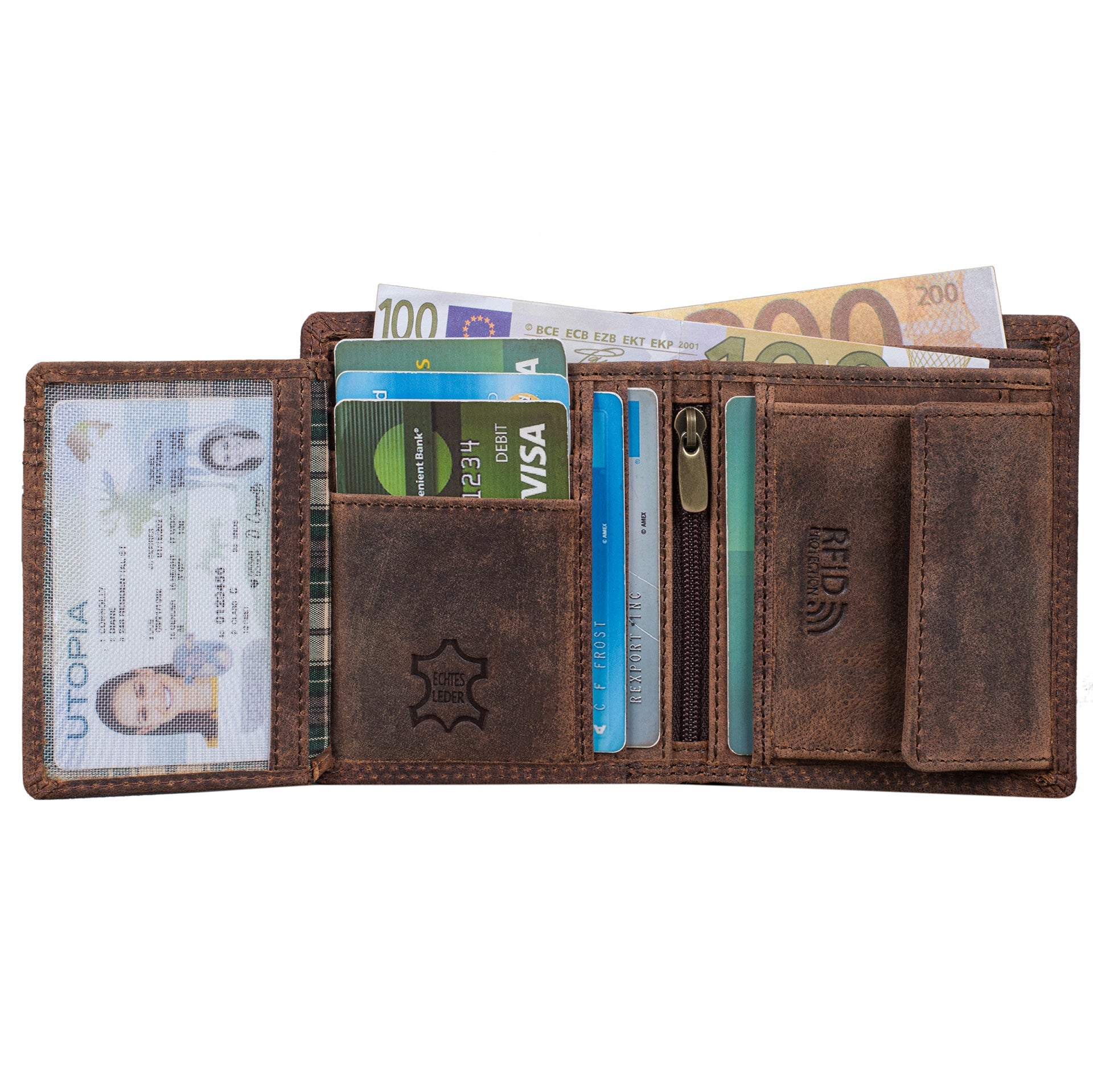 Benthill Kleine Herren Geldbörse Echt Leder - Männer Geldbeutel Mini mit RFID-Schutz - Slim Portemonnaie für Männer - Echtem Leder