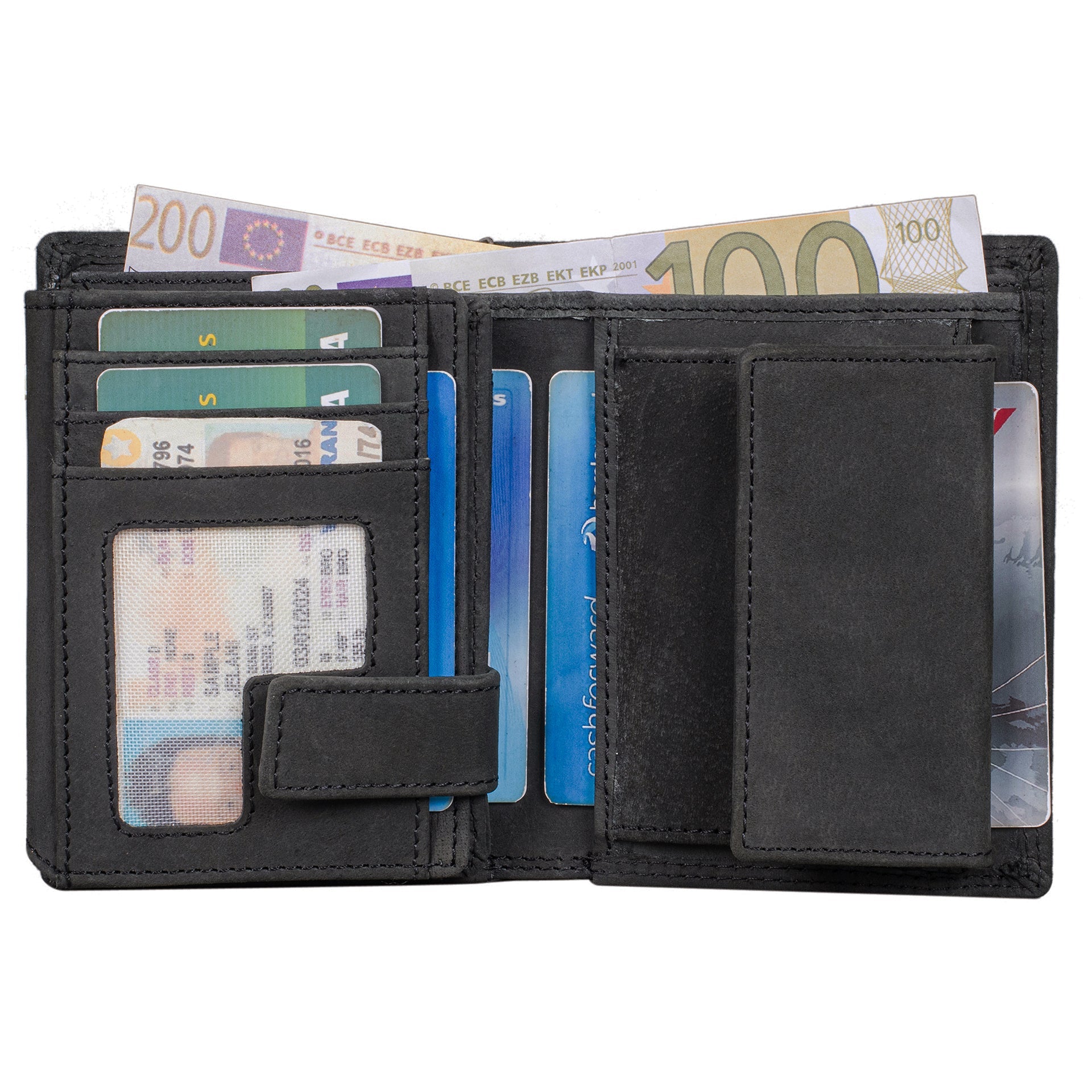 Benthill Herren Geldbörse aus Echt-Leder - Geldbeutel mit RFID-Schutz - Großes Portemonnaie für Herren - Vintage Leder