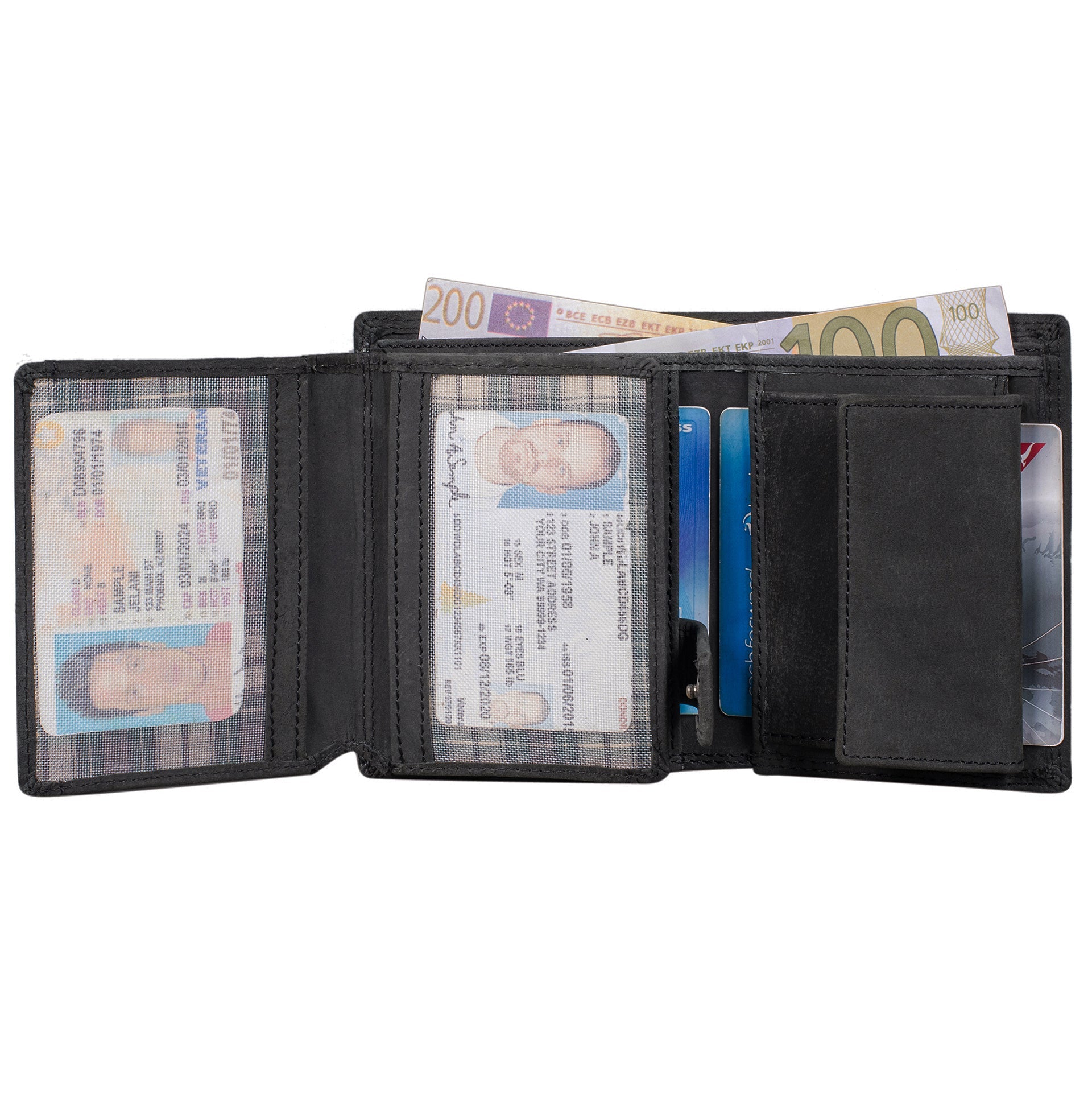 Benthill Herren Geldbörse aus Echt-Leder - Geldbeutel mit RFID-Schutz - Großes Portemonnaie für Herren - Vintage Leder