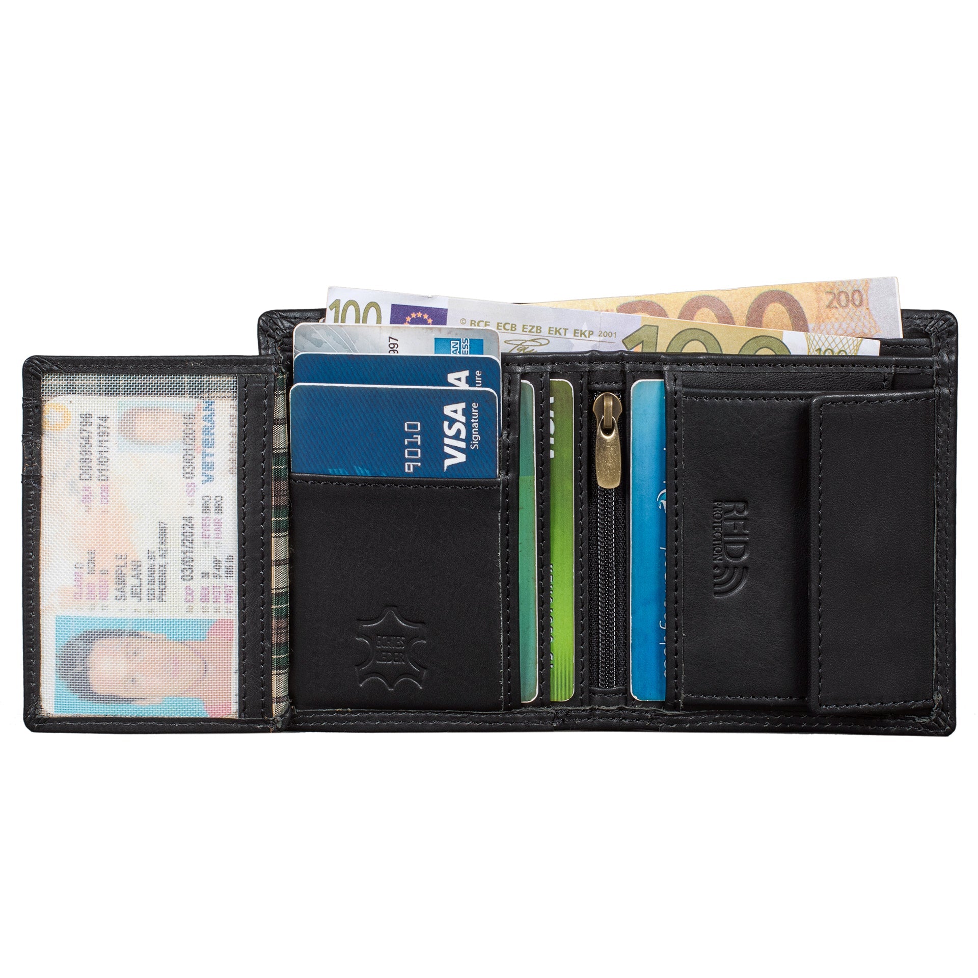 Benthill Kleine Herren Geldbörse Echt Leder - Männer Geldbeutel Mini mit RFID-Schutz - Slim Portemonnaie für Männer - Echtem Leder