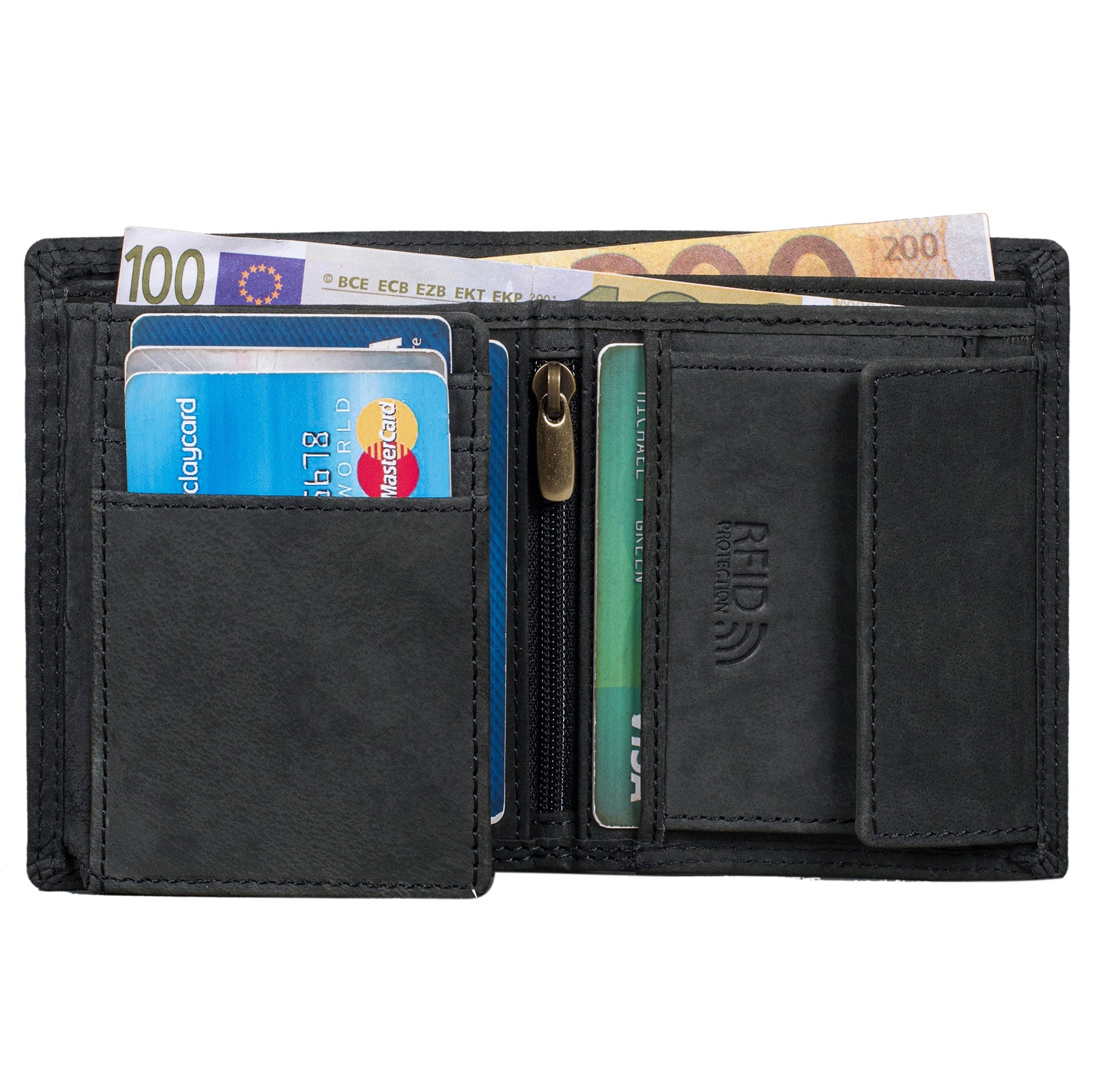 Benthill Kleine Herren Geldbörse Echt Leder - Männer Geldbeutel Mini mit RFID-Schutz - Slim Portemonnaie für Männer - Echtem Leder