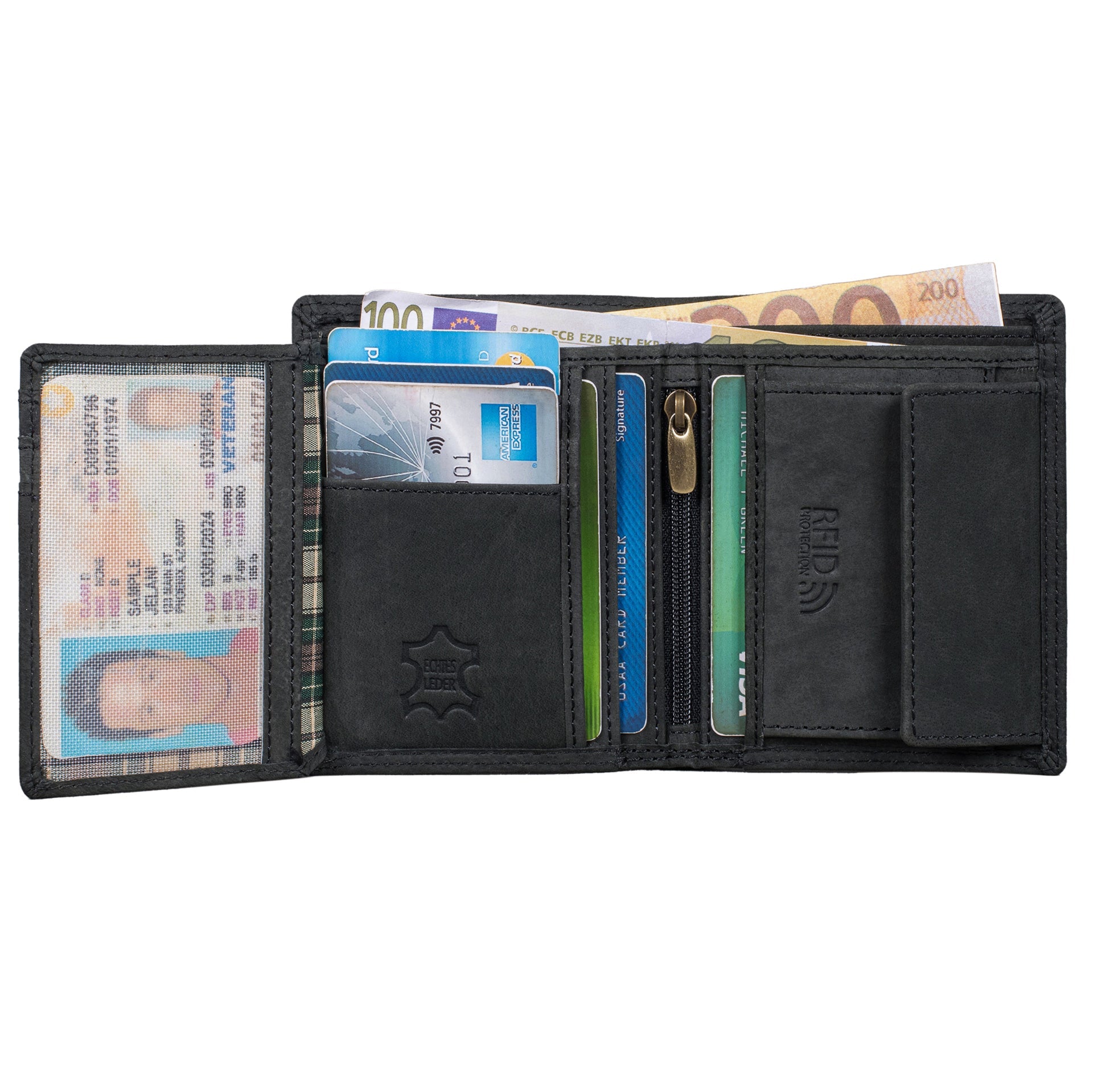 Benthill Kleine Herren Geldbörse Echt Leder - Männer Geldbeutel Mini mit RFID-Schutz - Slim Portemonnaie für Männer - Echtem Leder