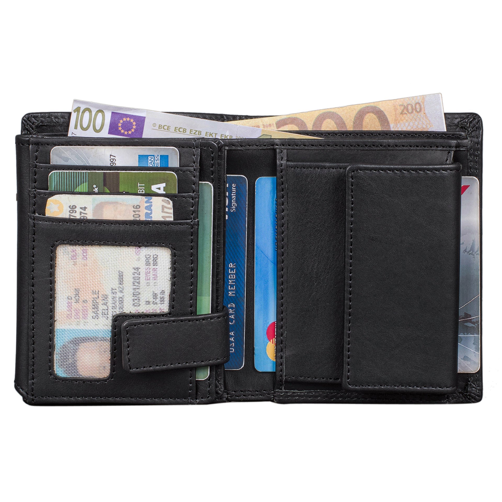 Benthill Herren Geldbörse aus Echt-Leder - Geldbeutel mit RFID-Schutz - Großes Portemonnaie für Herren - Vintage Leder