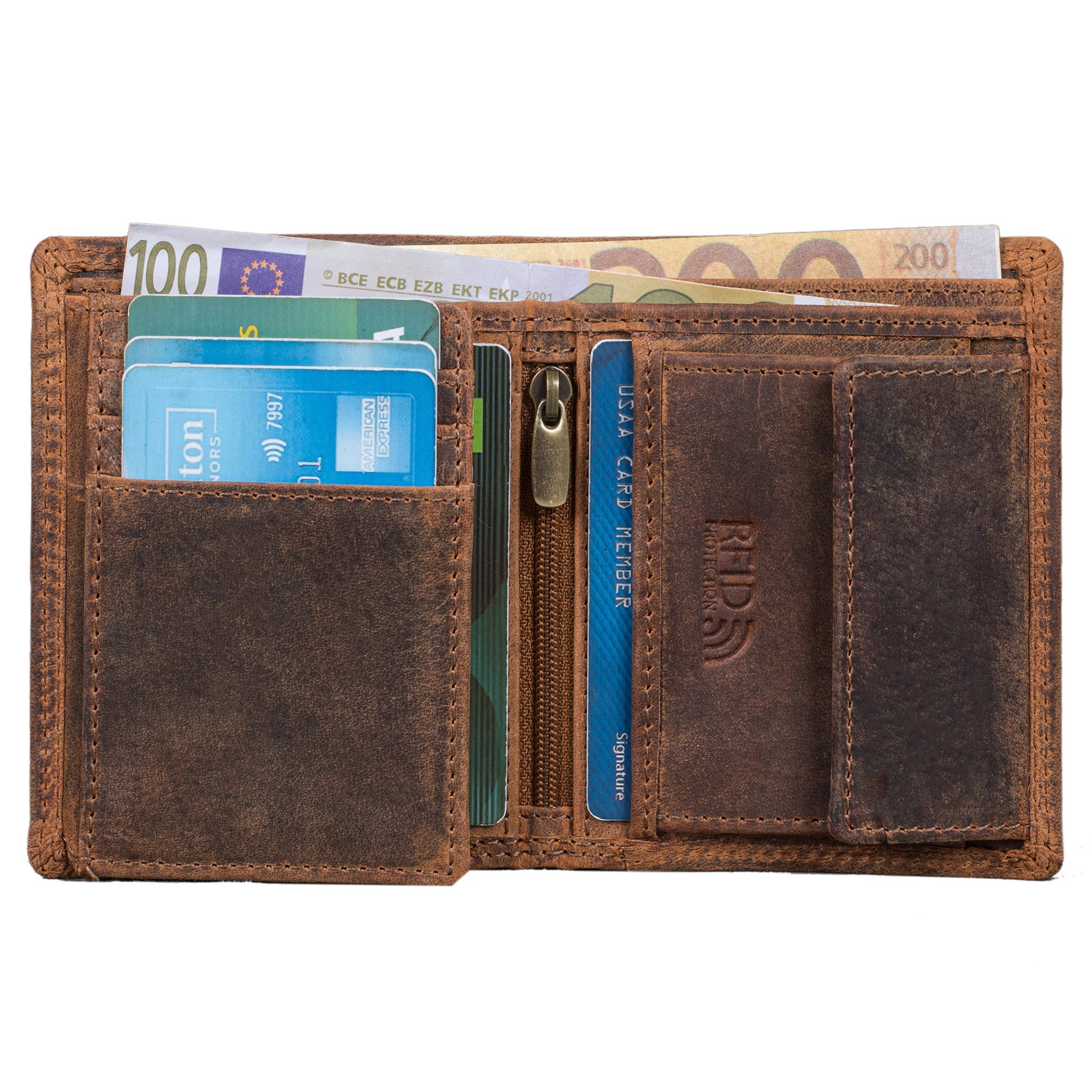 Benthill Kleine Herren Geldbörse Echt Leder - Männer Geldbeutel Mini mit RFID-Schutz - Slim Portemonnaie für Männer - Echtem Leder