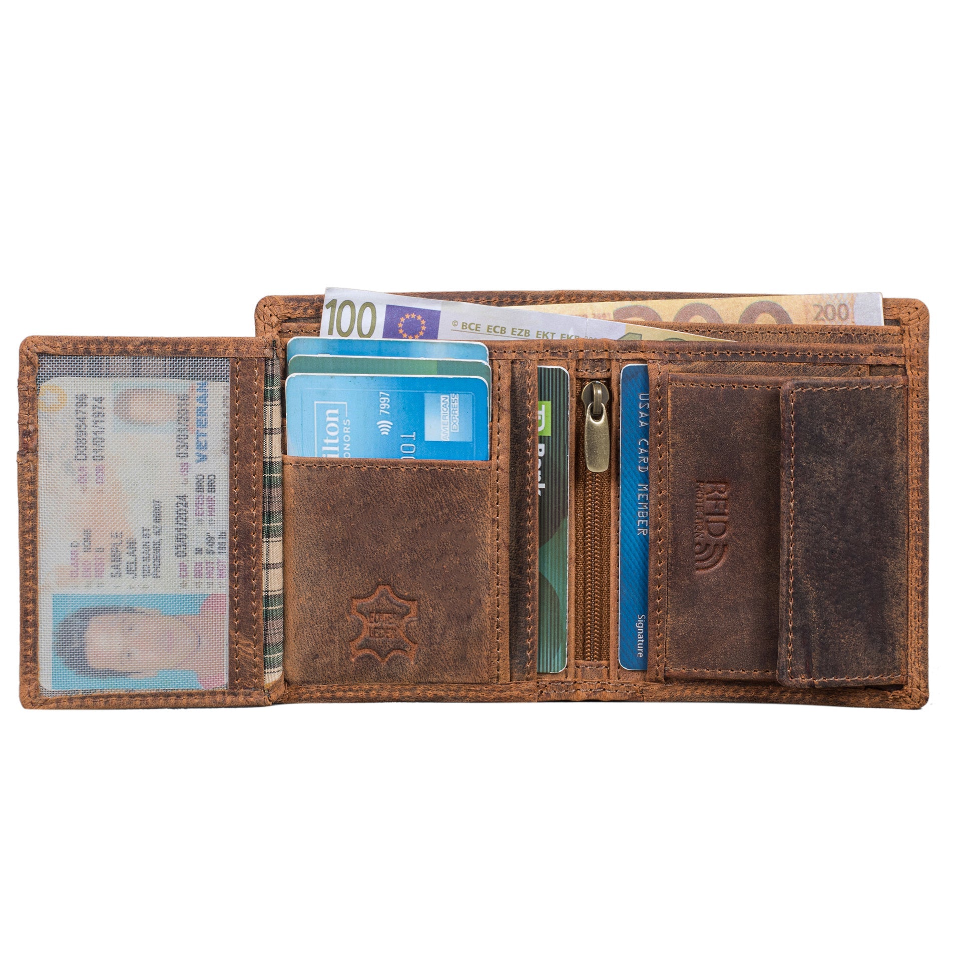 Benthill Kleine Herren Geldbörse Echt Leder - Männer Geldbeutel Mini mit RFID-Schutz - Slim Portemonnaie für Männer - Echtem Leder