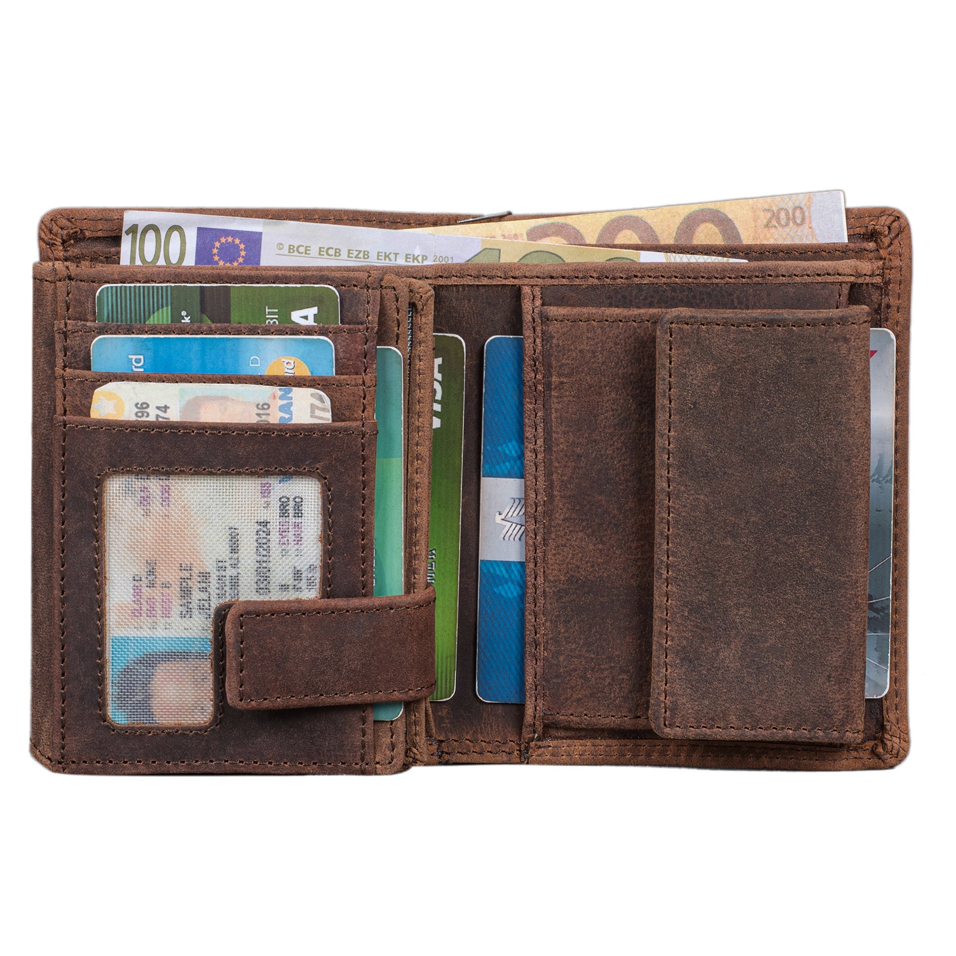 Benthill Herren Geldbörse aus Echt-Leder - Geldbeutel mit RFID-Schutz - Großes Portemonnaie für Herren - Vintage Leder