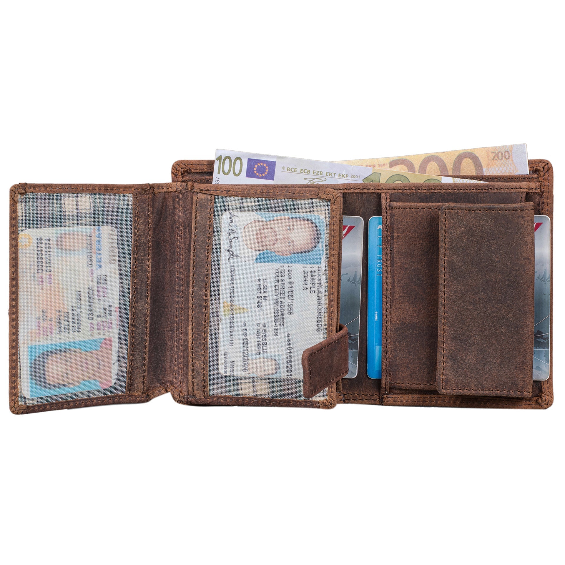 Benthill Herren Geldbörse aus Echt-Leder - Geldbeutel mit RFID-Schutz - Großes Portemonnaie für Herren - Vintage Leder