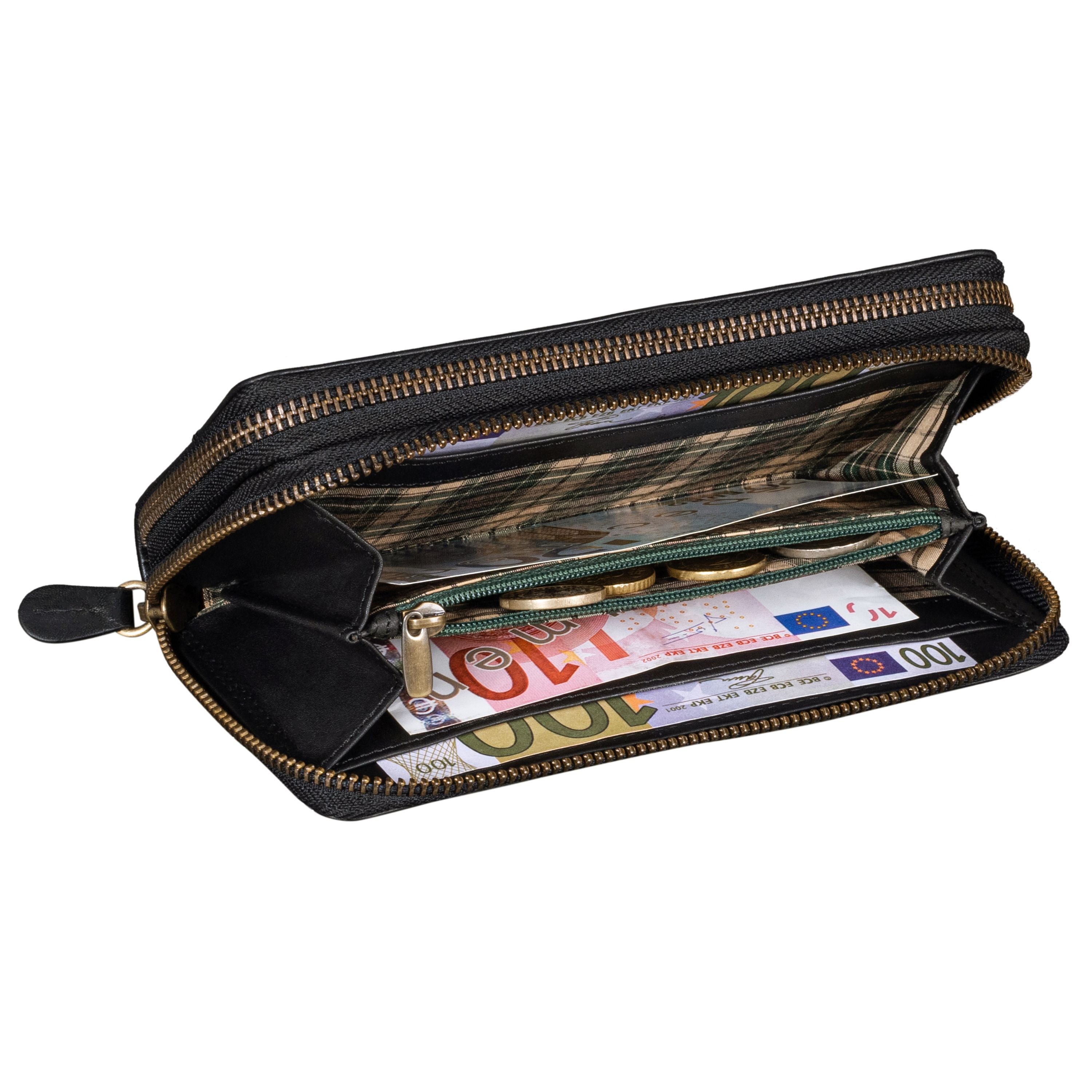 Benthill Geldbörse Groß Leder | Grosses Portemmonnaie mit RFID Schutz | Hochwertiges Rindsleder Portmonee Gross mit vielen Kartenfächern inkl. Geschenkbox