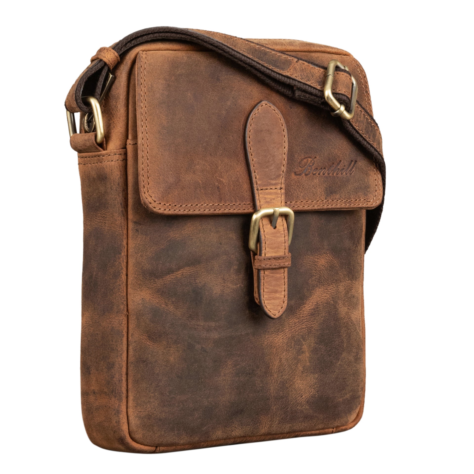 Benthill Umhängetasche aus Echt Leder - Herren & Damen Wandertasche aus Rindsleder - Schultertasche - Partytasche - Messenger