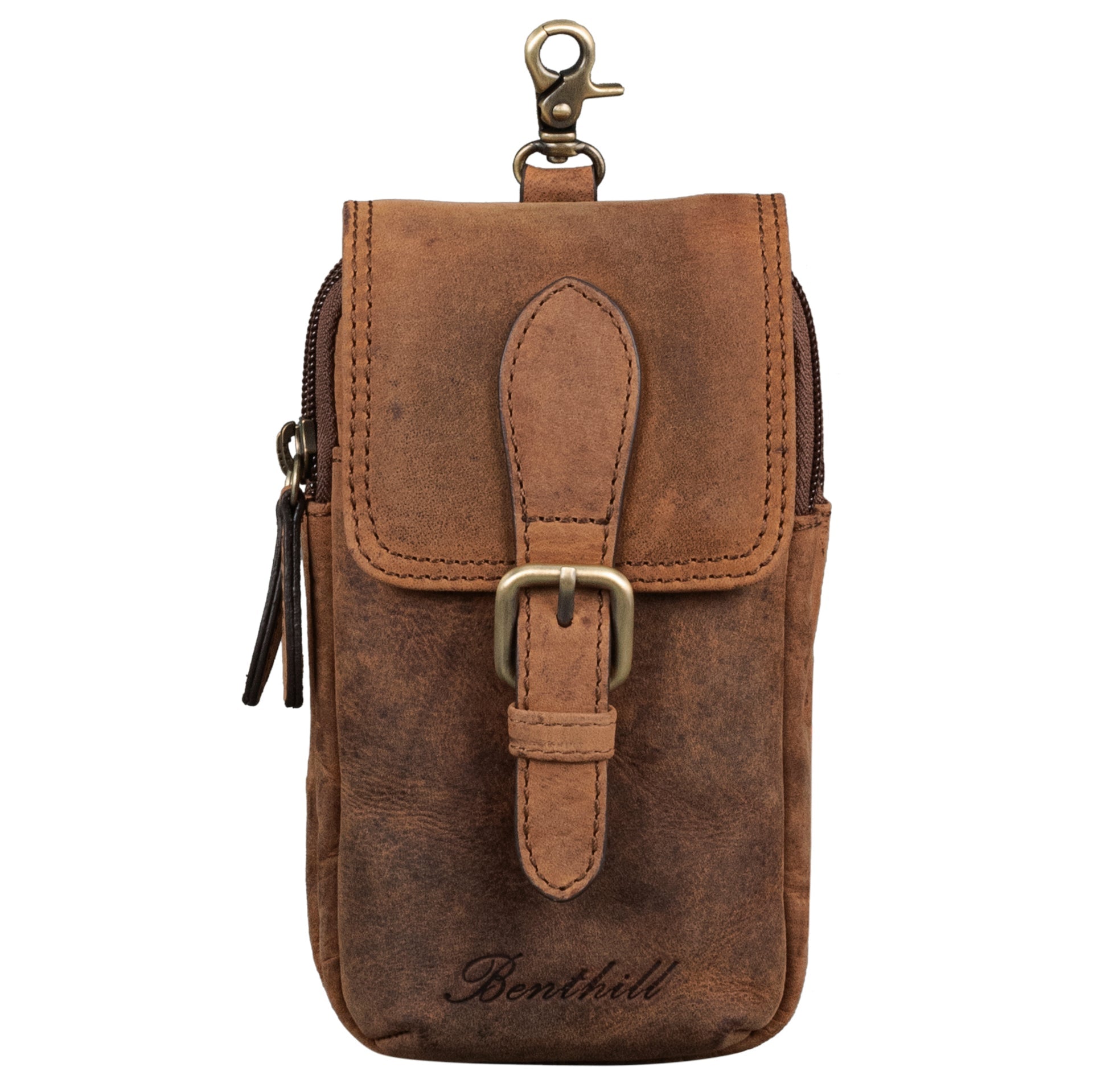 Benthill Gürteltasche aus Echtleder - Hüfttasche aus Rindsleder - Wandertasche für Damen & Herren - Organizer / Partytasche