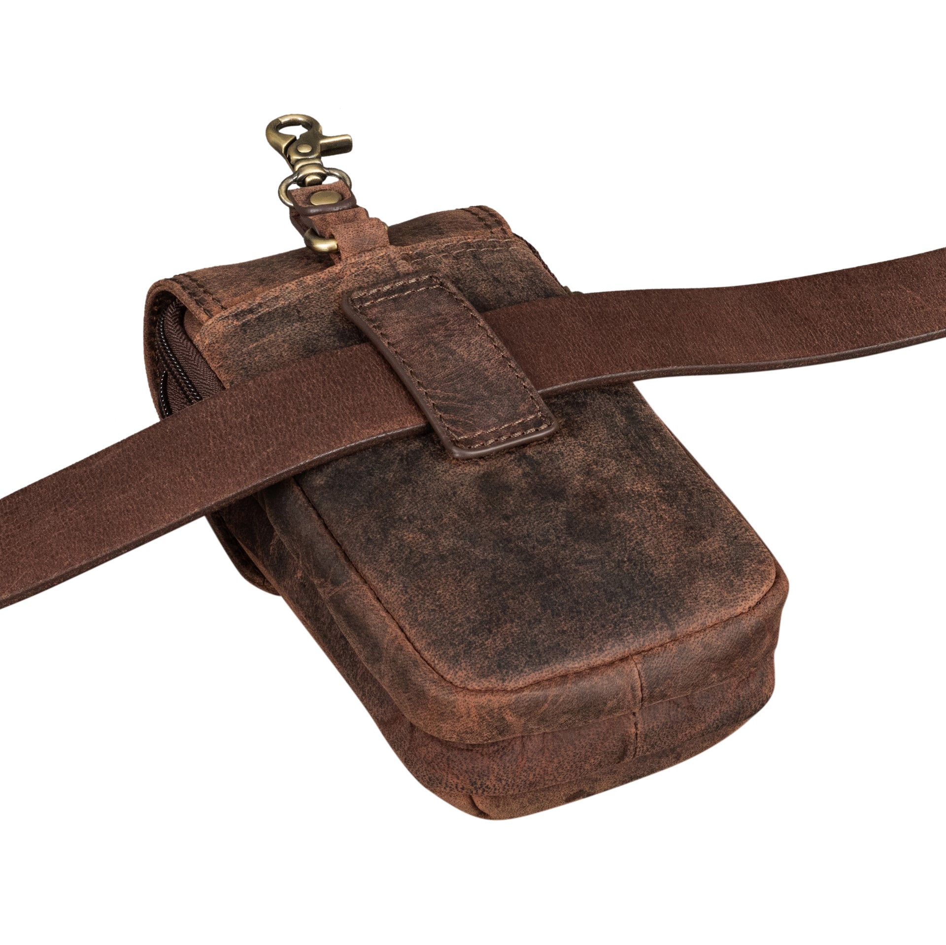 Benthill Gürteltasche aus Echtleder - Hüfttasche aus Rindsleder - Wandertasche für Damen & Herren - Organizer / Partytasche