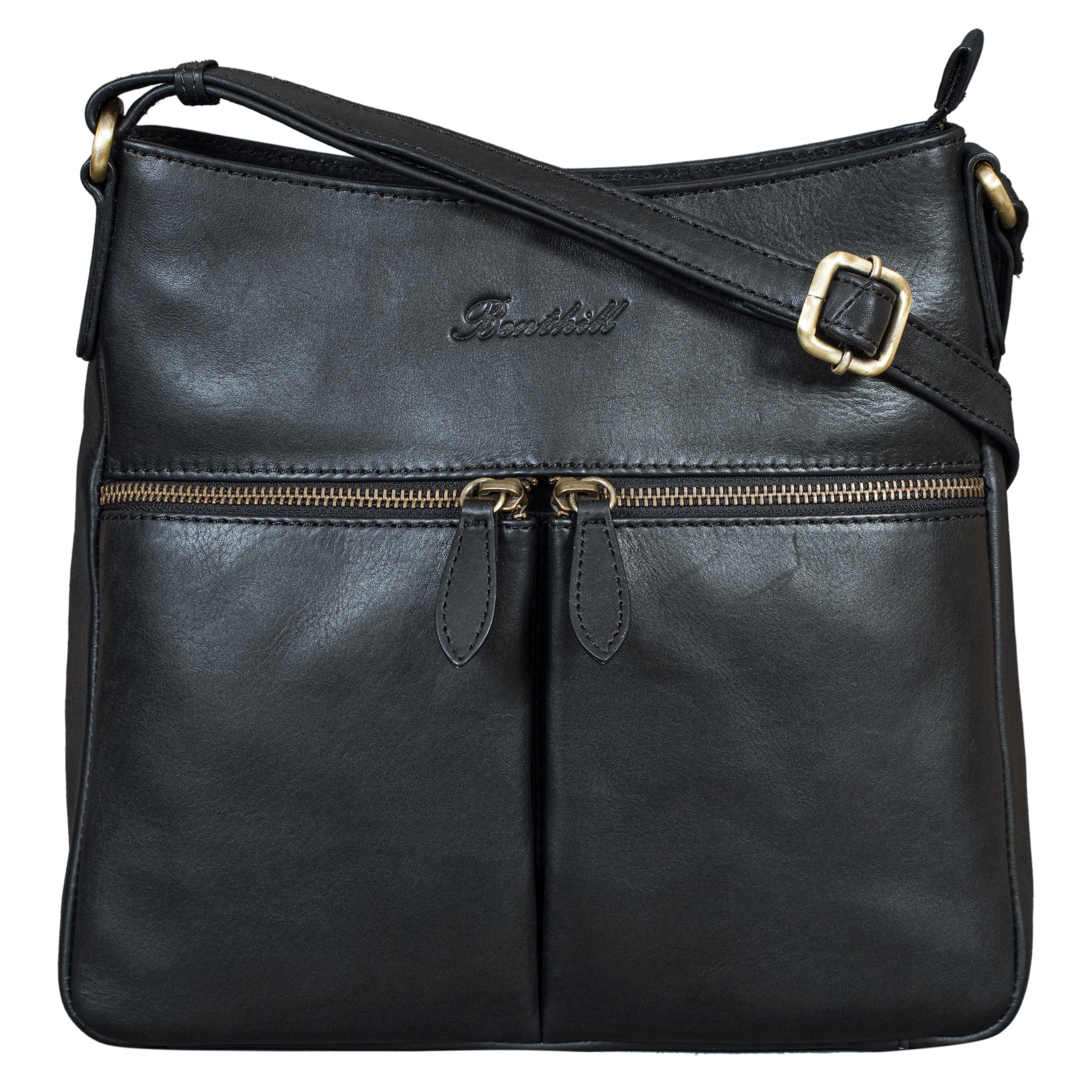 Benthill Damen Umhängetasche Leder | Tasche aus echtem Rindsleder | Handtasche mit Reißverschluss - Schultertasche / Ledertasche | Vintage Shopper