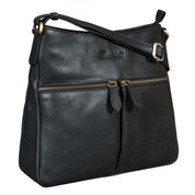 Benthill Damen Umhängetasche Leder | Tasche aus echtem Rindsleder | Handtasche mit Reißverschluss - Schultertasche / Ledertasche | Vintage Shopper