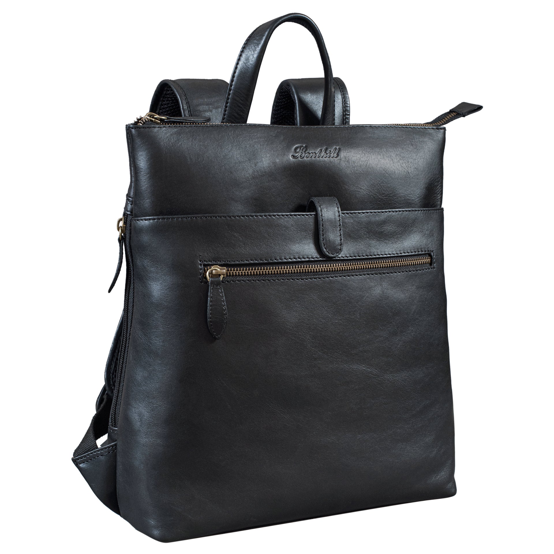 Benthill Rucksack Echt Leder | Kurierrucksack aus hochwertigem Rindsleder | Damen & Herren Fahrradrucksack Trekkingrucksack | Lederrucksack
