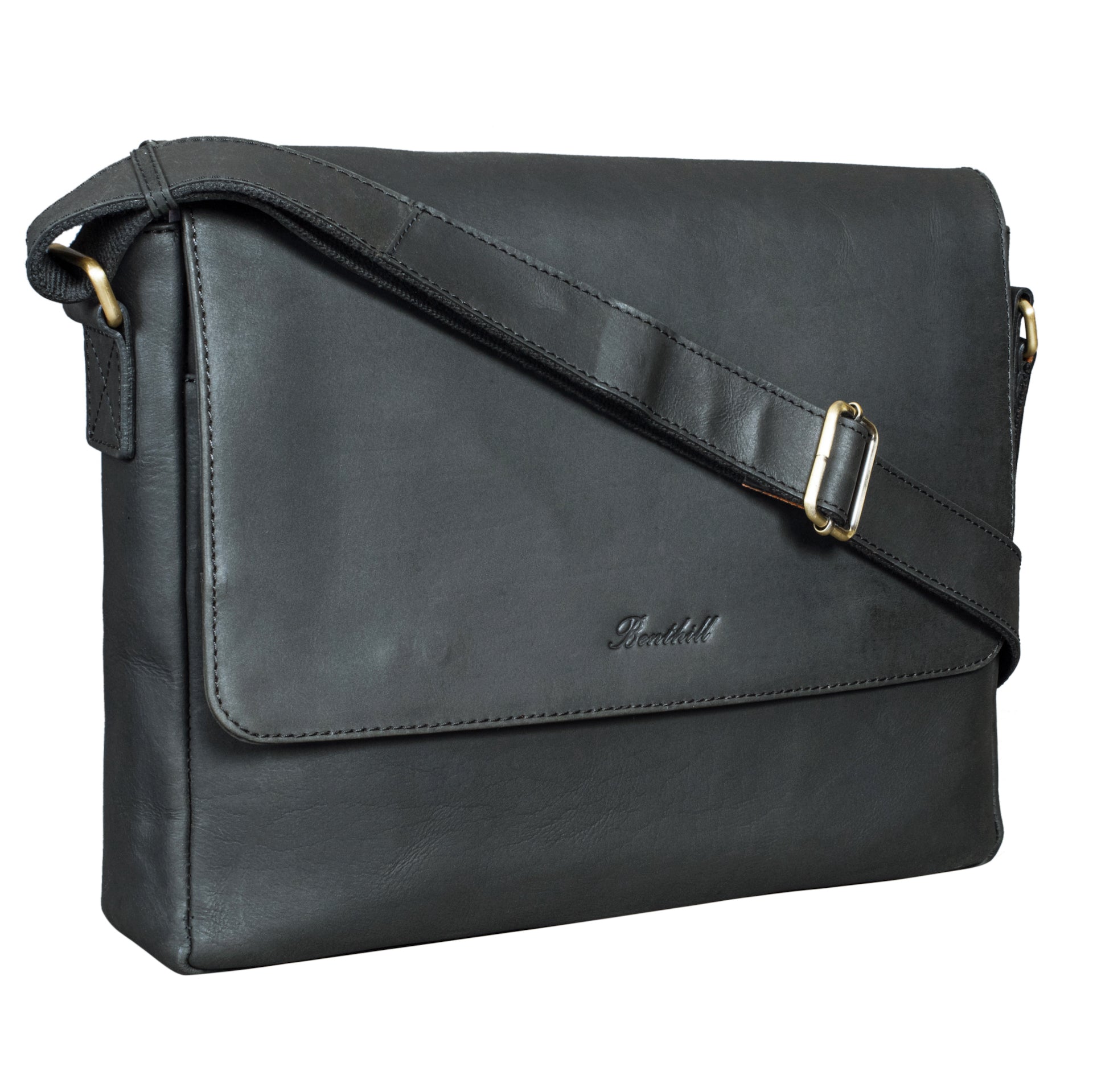 Benthill Messenger Herren Damen Leder | Laptoptasche aus echtem Leder | Schultertasche aus hochwertigem Rindsleder | Vintage Tasche
