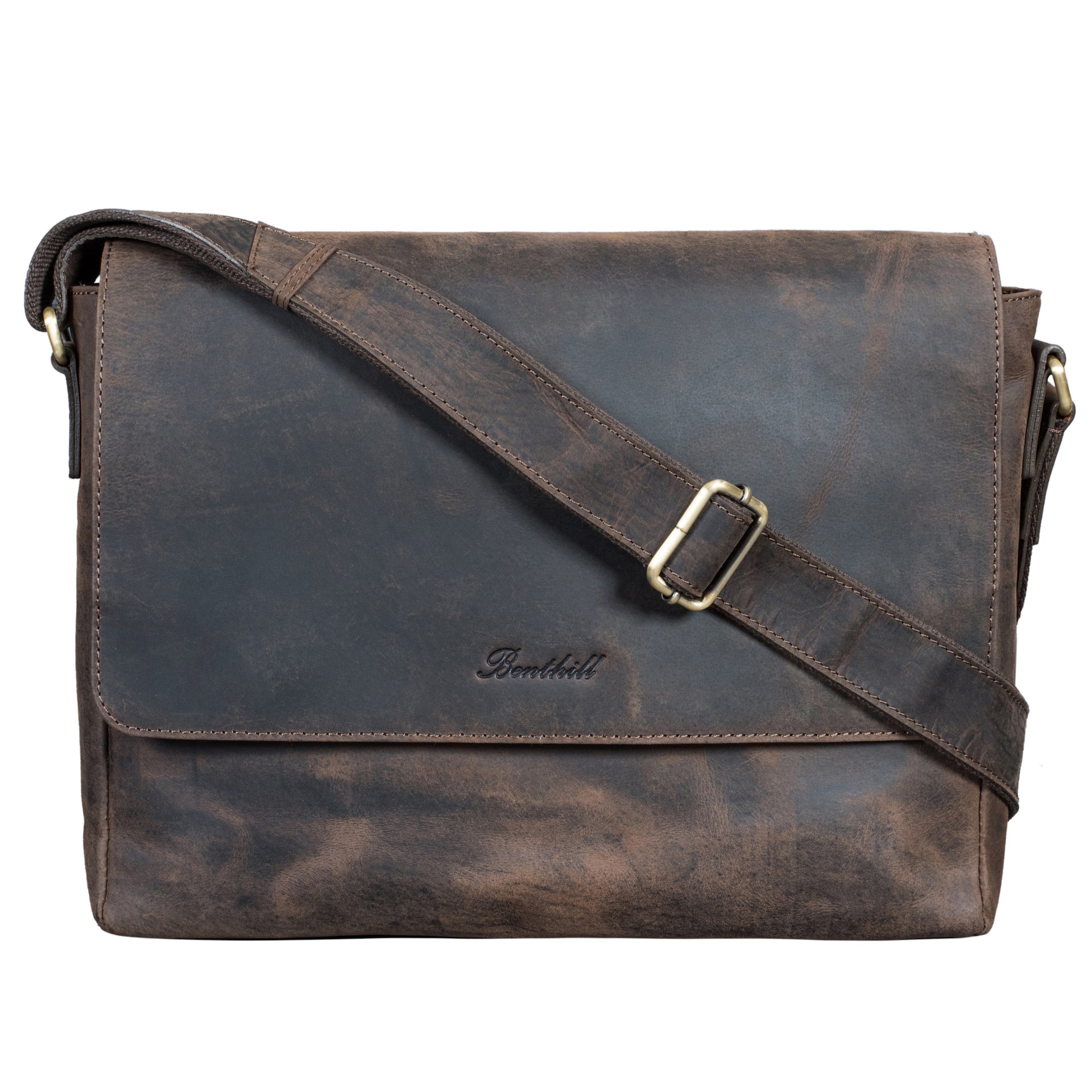 Benthill Messenger Herren Damen Leder | Laptoptasche aus echtem Leder | Schultertasche aus hochwertigem Rindsleder | Vintage Tasche