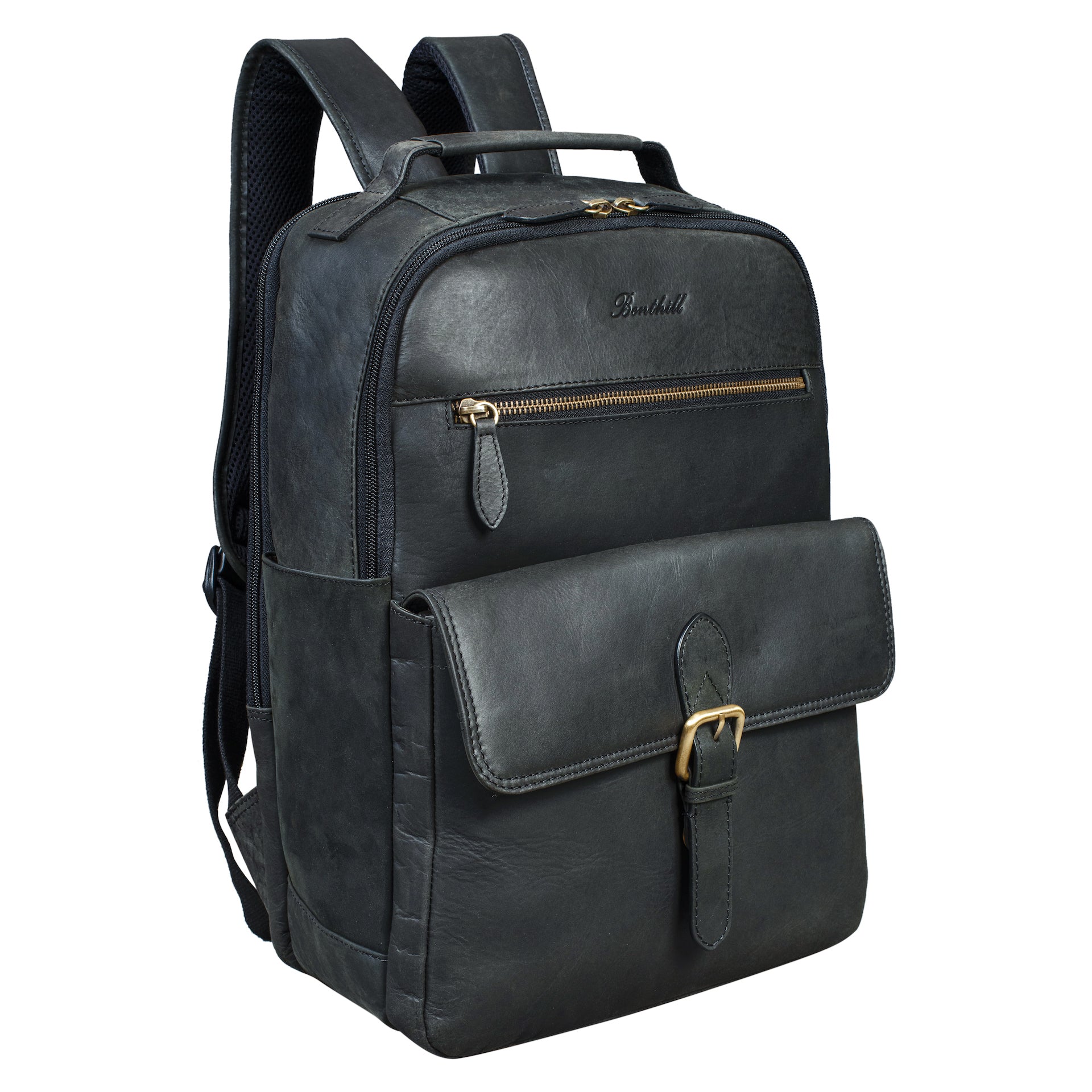 Benthill Rucksack Echt Leder | Reise Rucksack aus hochwertigem Rindsleder | Trekkingrucksack | Damen Herren Lederrucksack