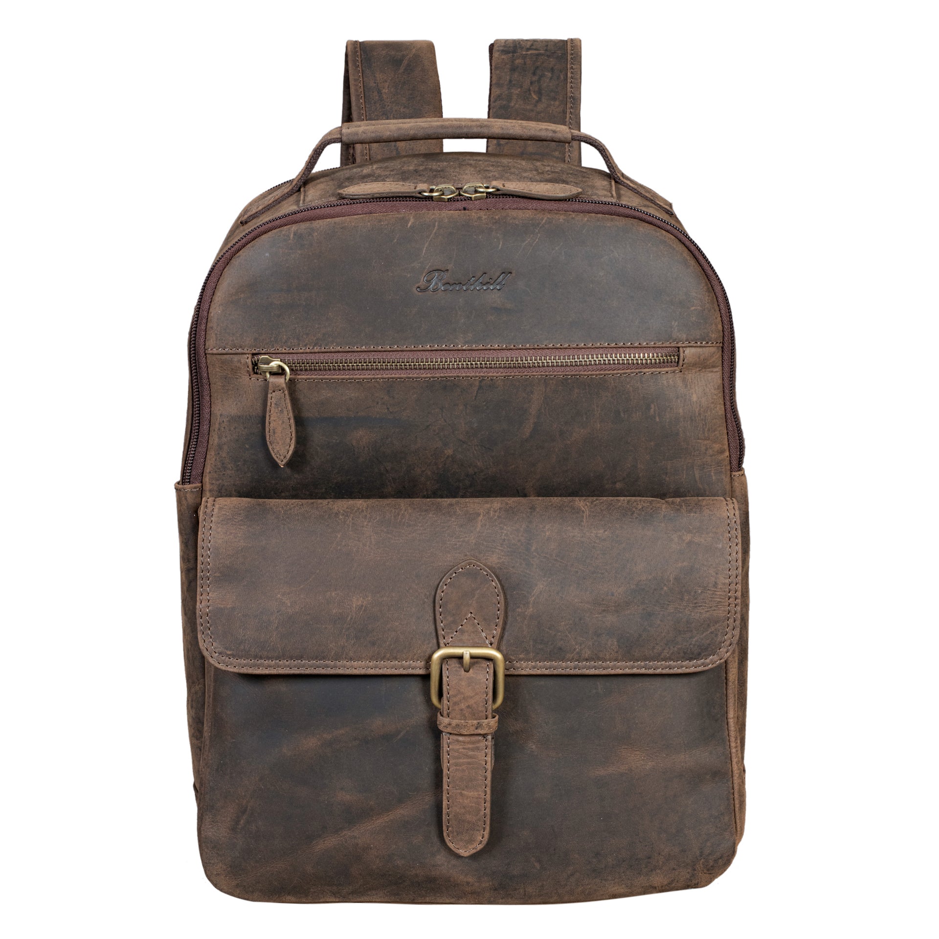 Benthill Rucksack Echt Leder | Reise Rucksack aus hochwertigem Rindsleder | Trekkingrucksack | Damen Herren Lederrucksack