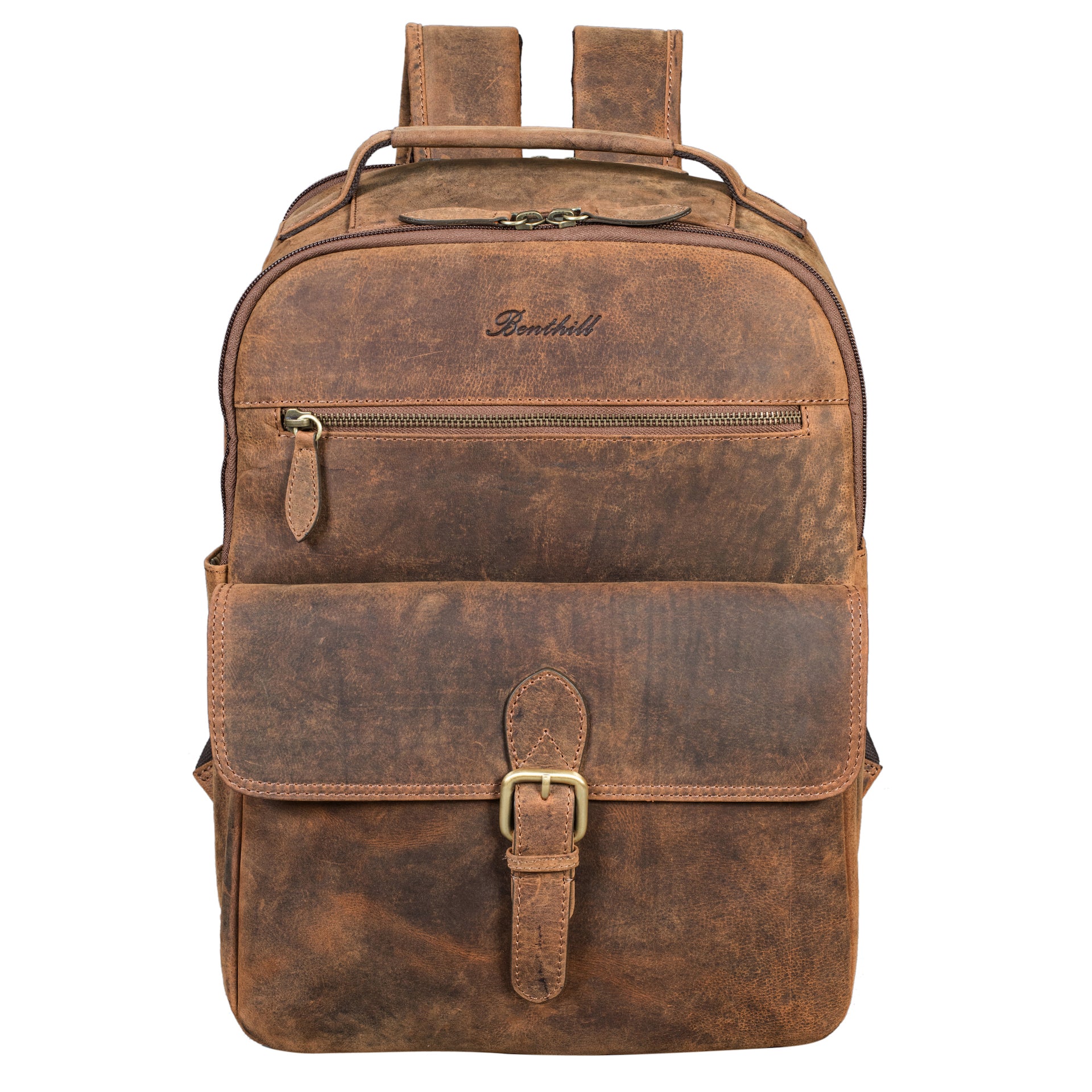 Benthill Rucksack Echt Leder | Reise Rucksack aus hochwertigem Rindsleder | Trekkingrucksack | Damen Herren Lederrucksack