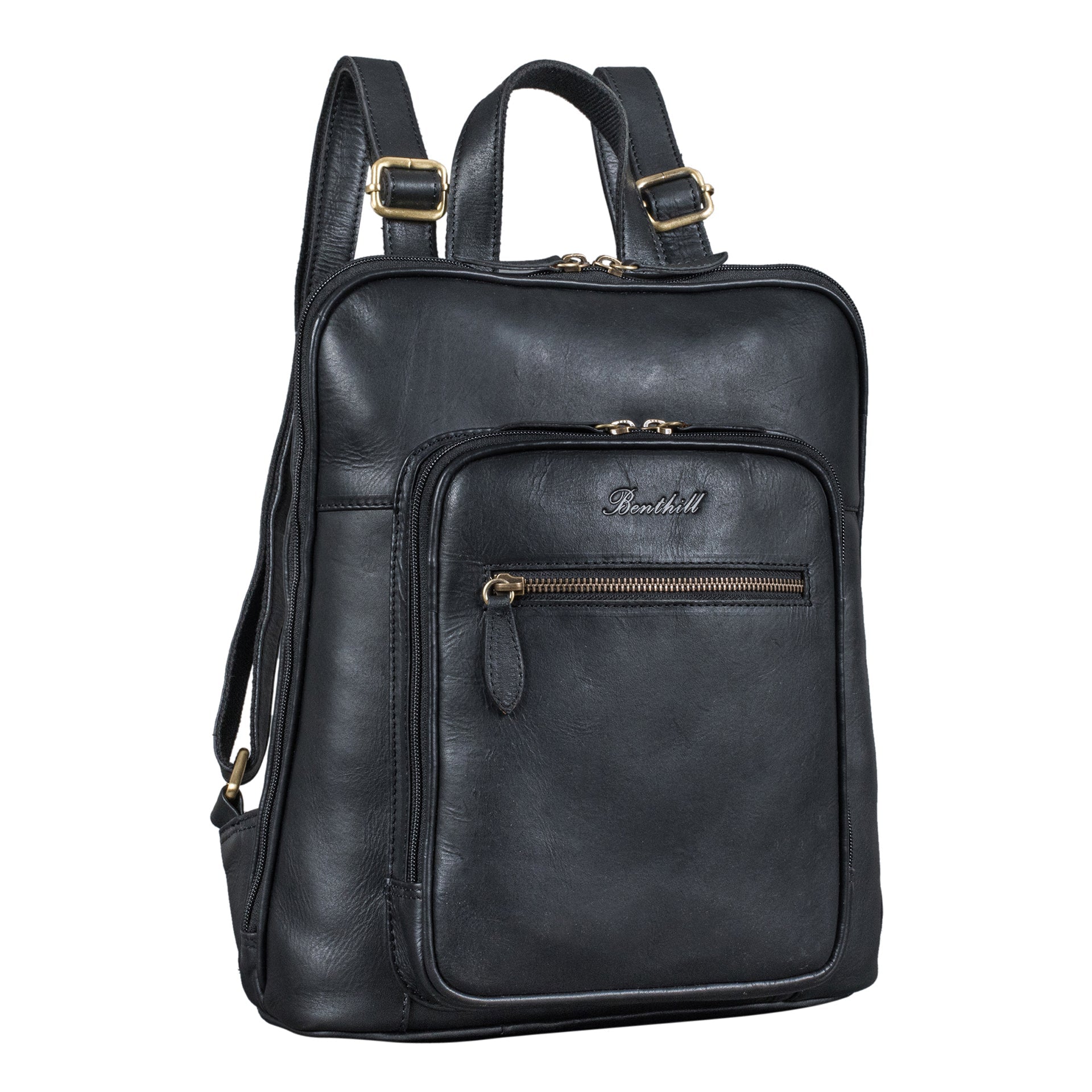 Benthill Rucksack Echt Leder - Kurierrucksack Fahrradrucksack Trekkingrucksack - Damen Herren Rucksack - Lederrucksack