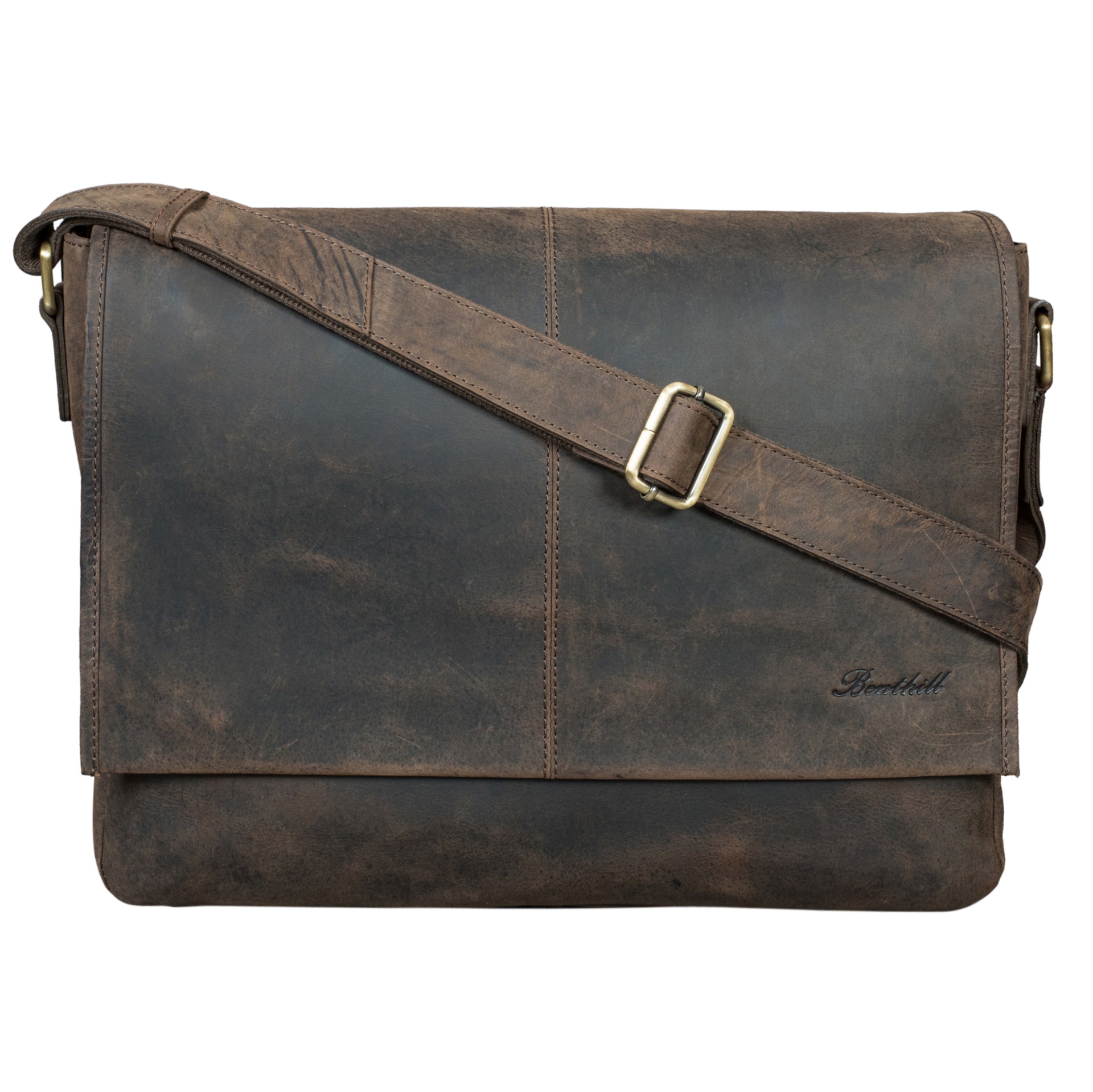 Benthill Umhängetasche Echt Leder | Herren & Damen Messenger Bag aus hochwertigem Rindsleder | Vintage Schultertasche Laptoptasche